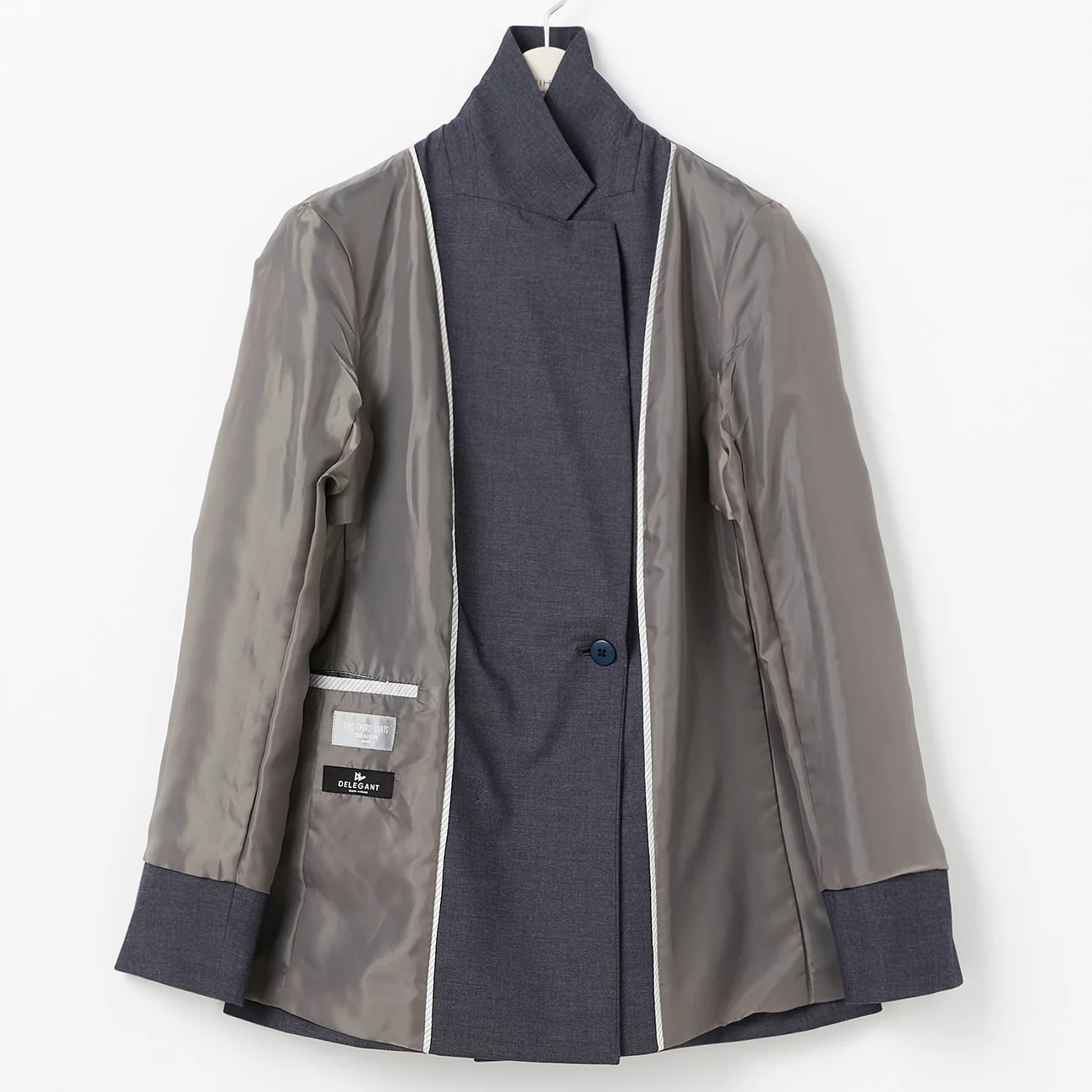 THE THIRD SUITS Denim-Like Double-Breasted Jacket - Navy - Image 6