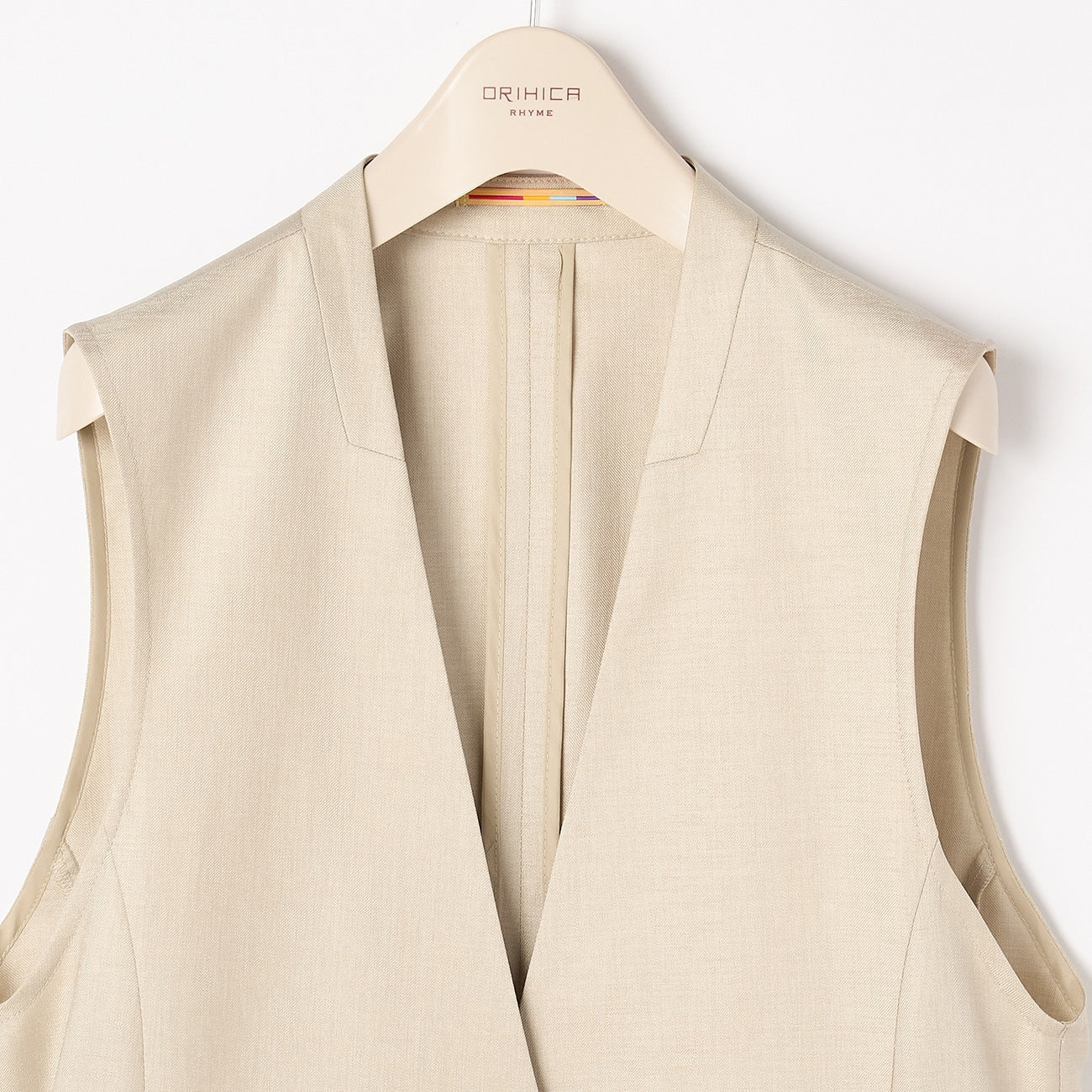THE THIRD SUITS Linen-like Long Vest - Beige - Image 3