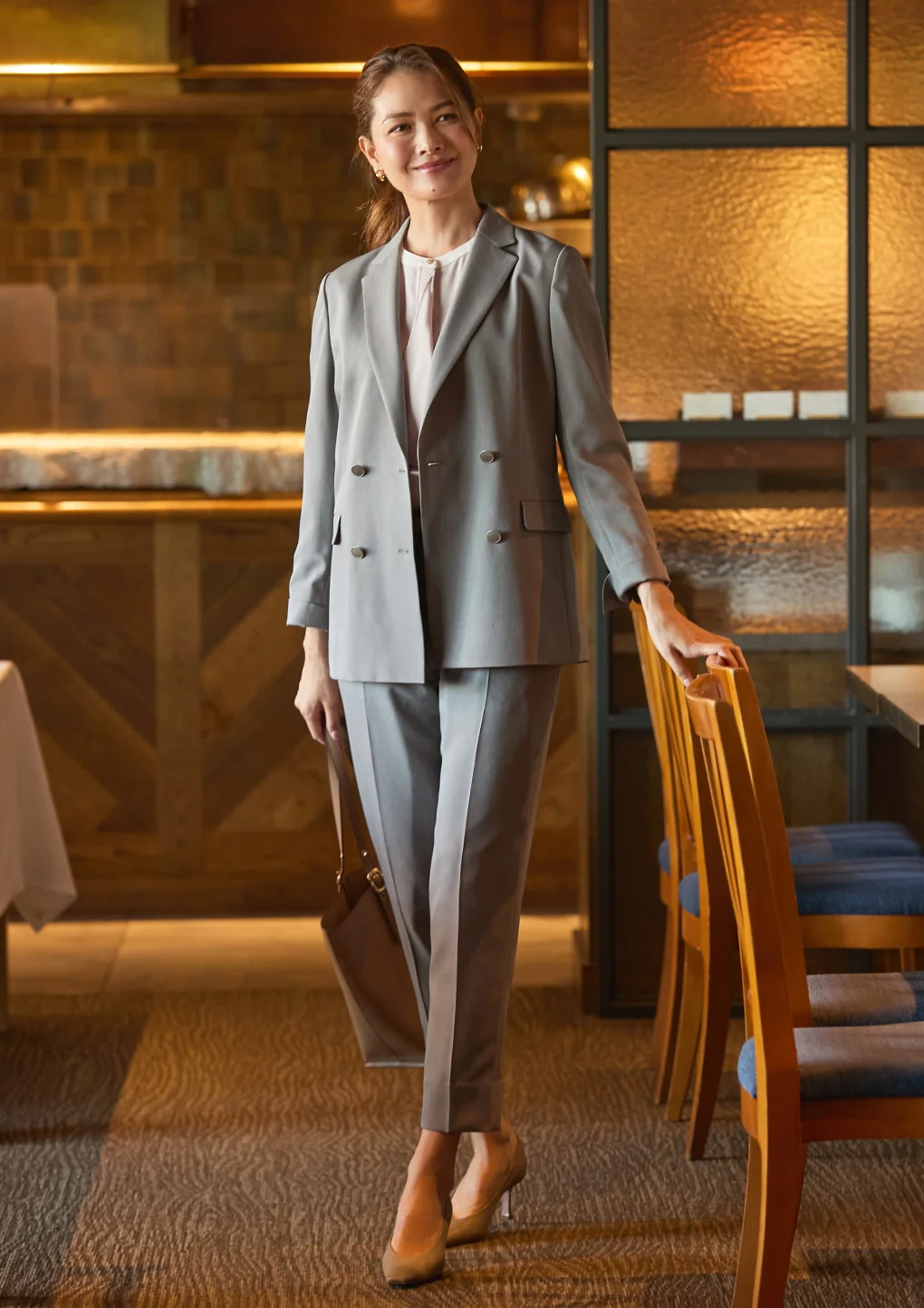 THE THIRD SUITS RIRANCHA Stretch Double-Breasted Jacket - Light Gray - Image 17