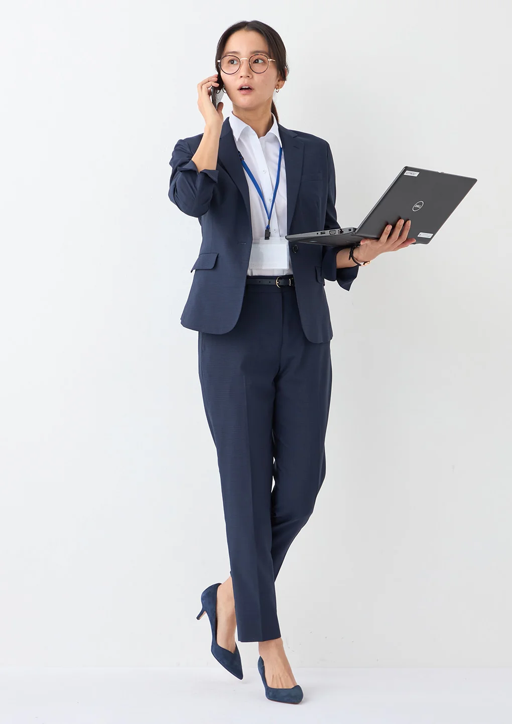 High-breathability Washable Stretch Cropped Sleeve Jacket - Navy - Image 32