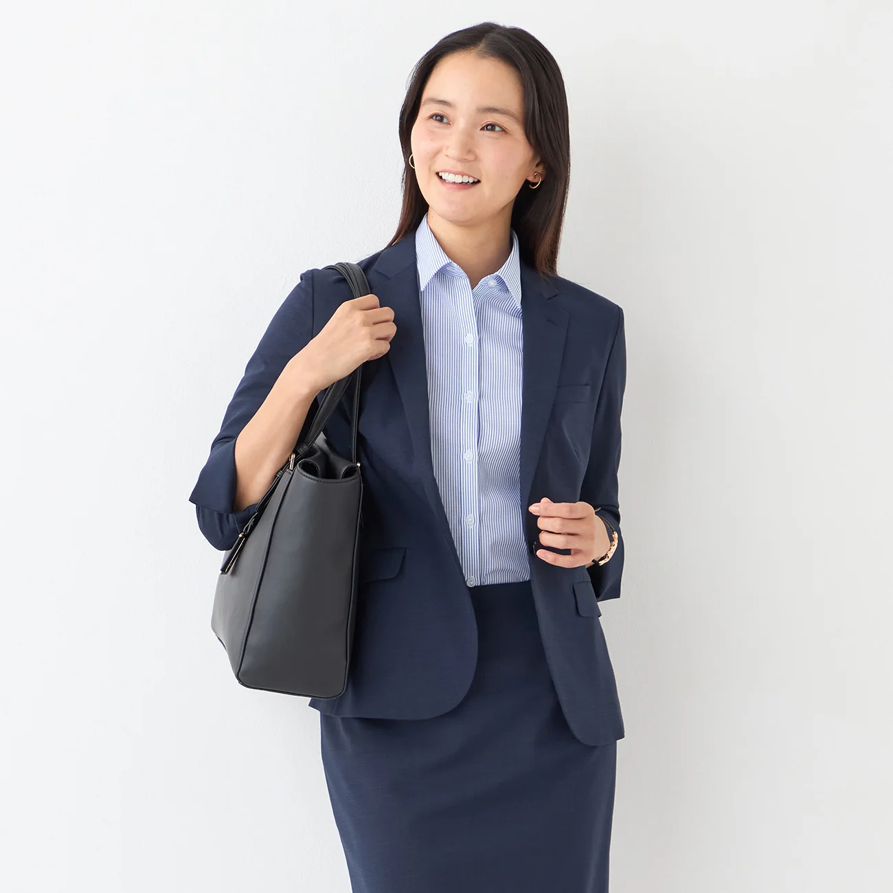 High-breathability Washable Stretch Cropped Sleeve Jacket - Navy - Image 9