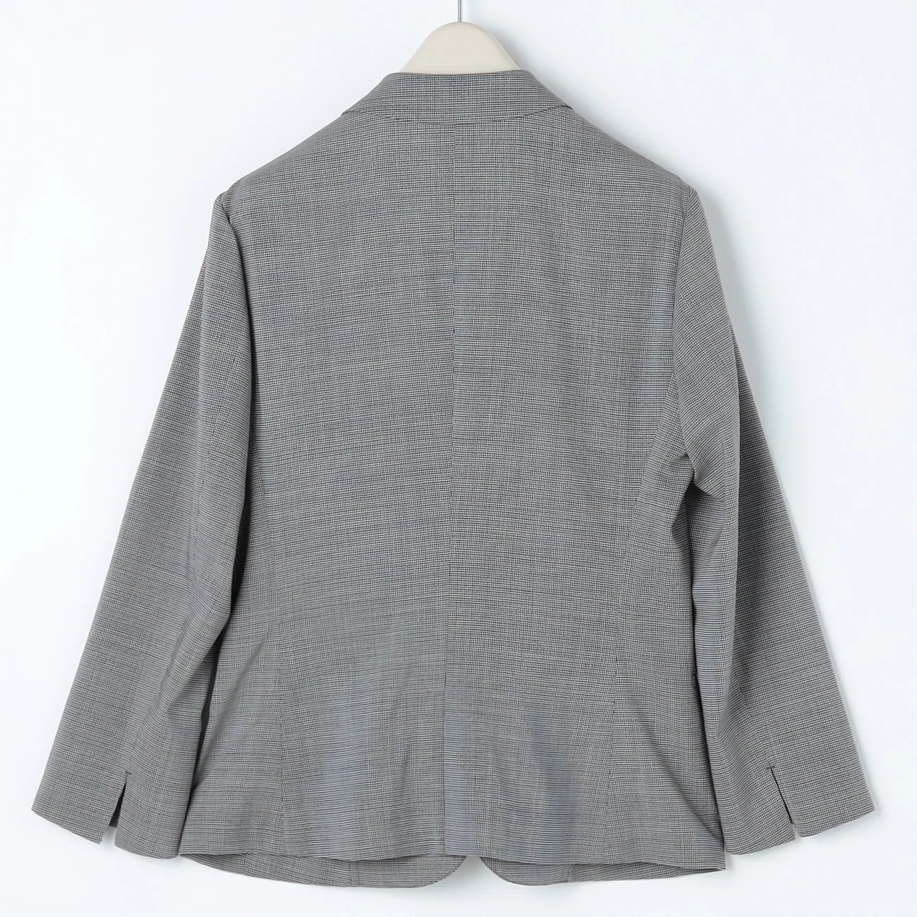 High-breathability Washable Stretch Cropped Sleeve Houndstooth Jacket - Blue - Image 20