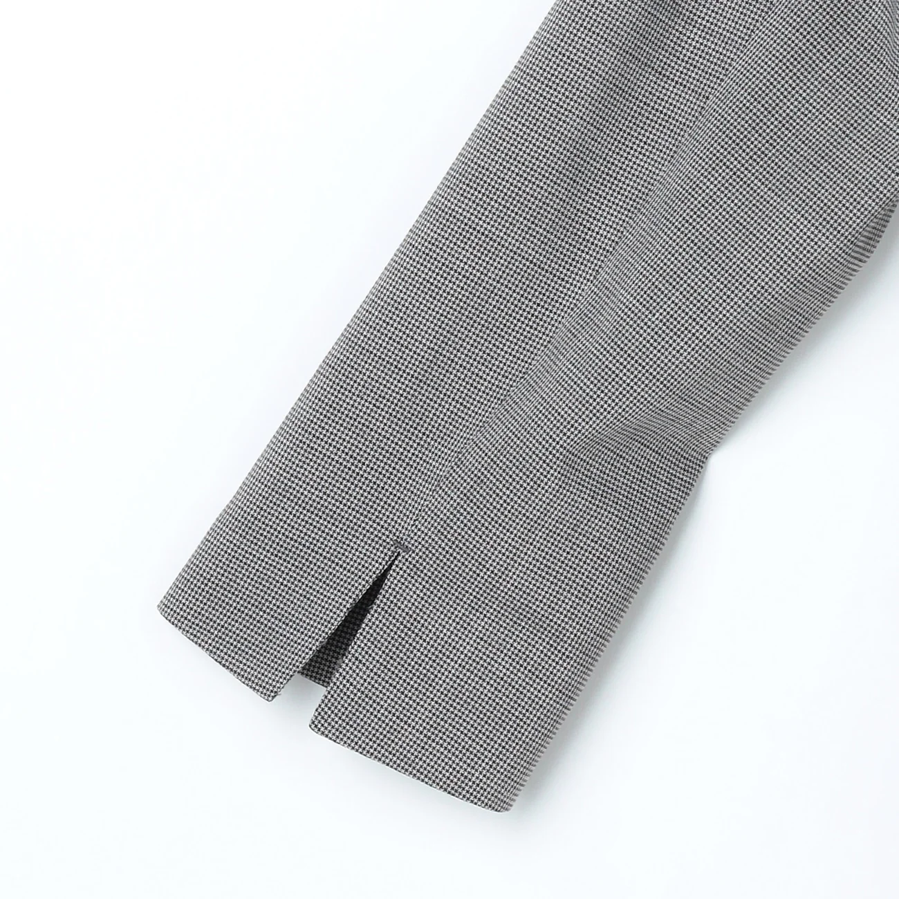 High-breathability Washable Stretch Cropped Sleeve Houndstooth Jacket - Blue - Image 22