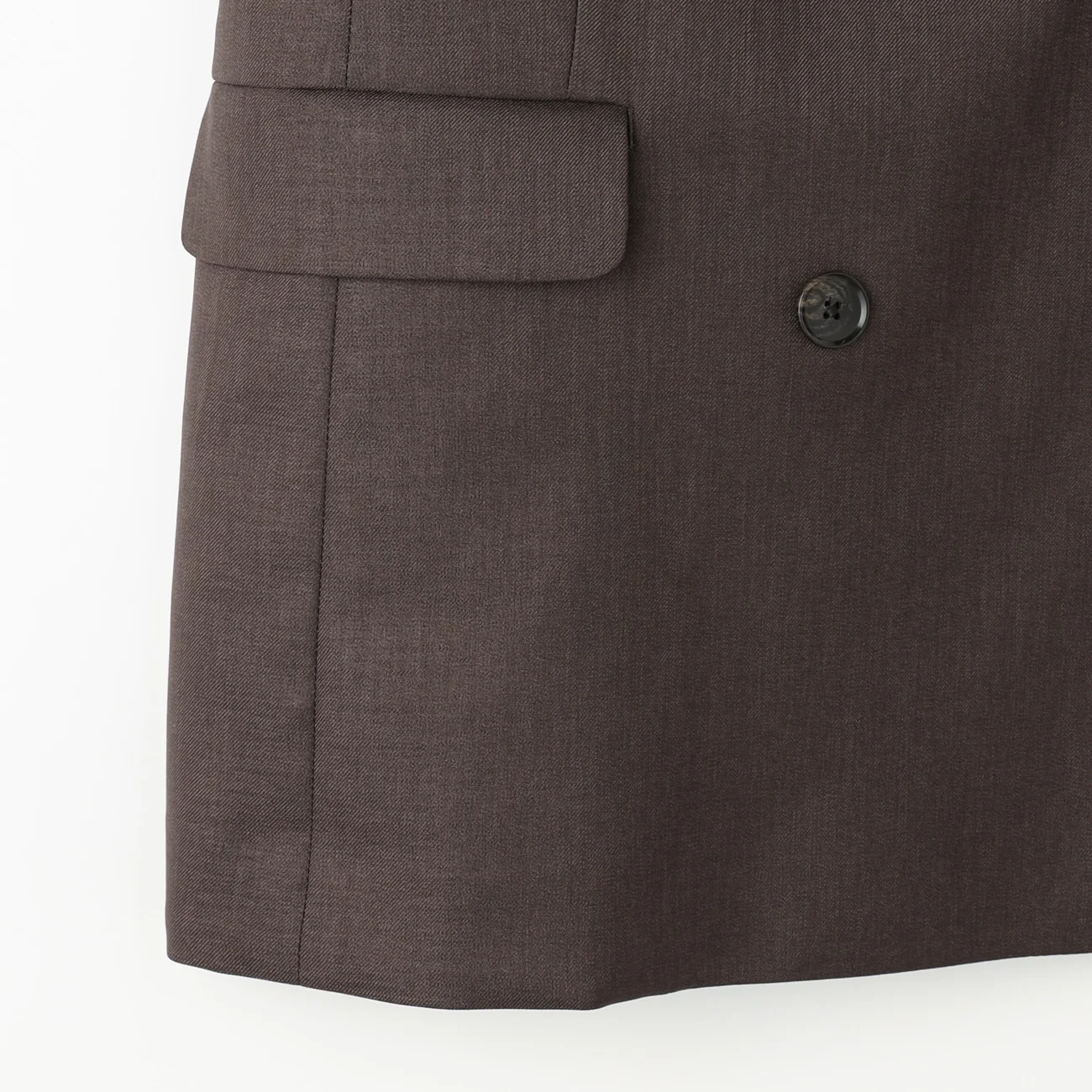 THE THIRD SUITS Linen-Like Cropped Sleeve Double-Breasted Jacket - Brown - Image 7