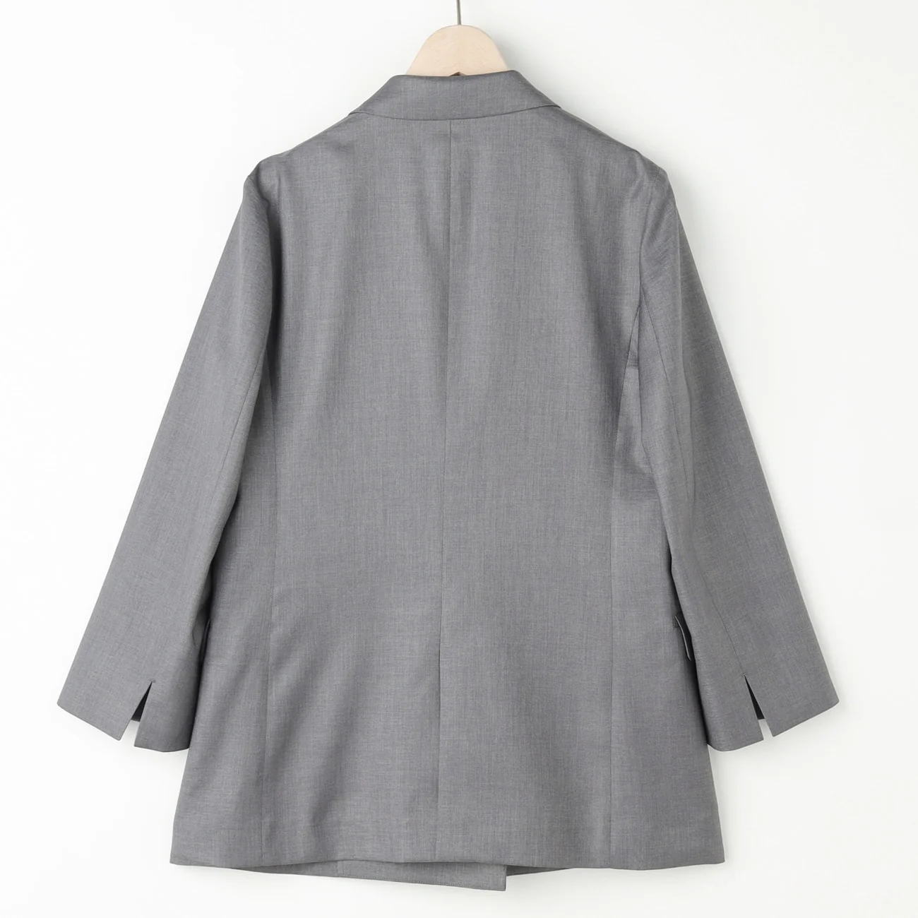 THE THIRD SUITS Linen-Like Cropped Sleeve Double-Breasted Jacket - Medium Gray - Image 11