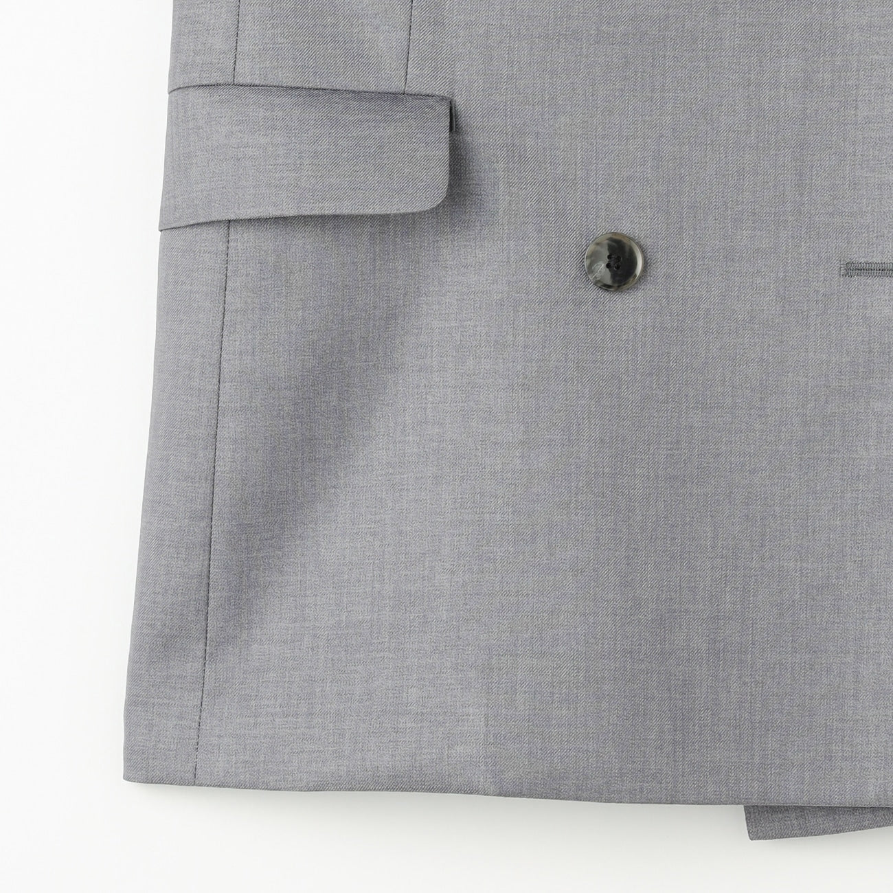 THE THIRD SUITS Linen-Like Cropped Sleeve Double-Breasted Jacket - Medium Gray - Image 14