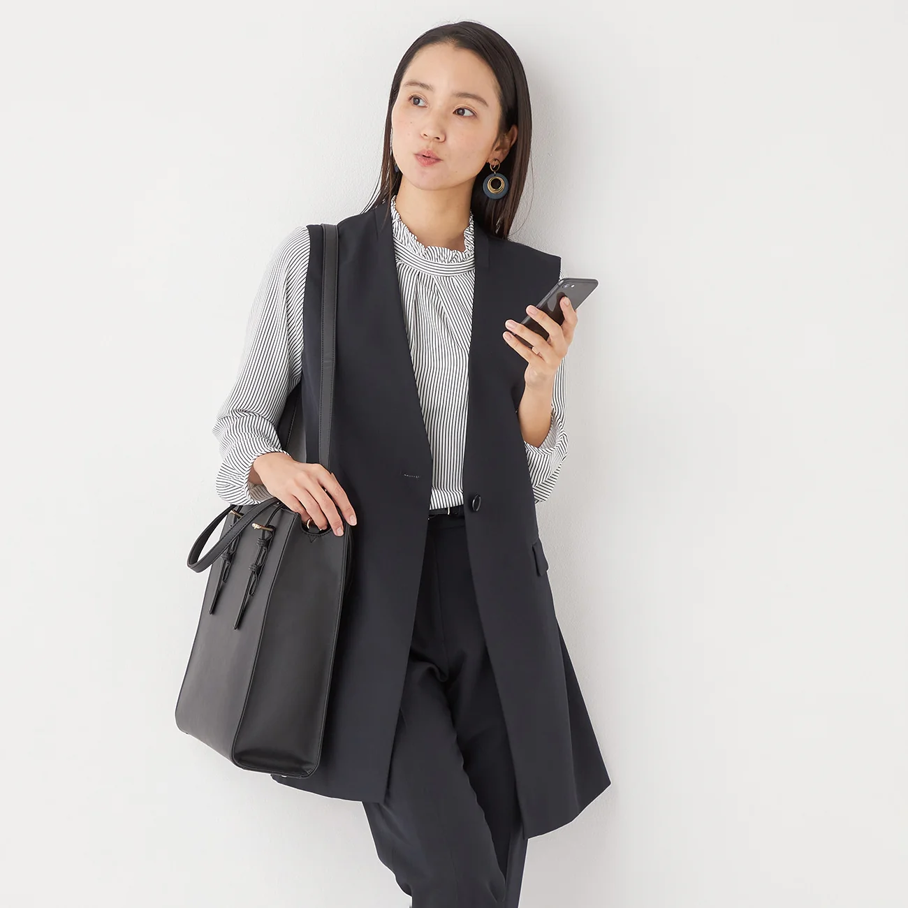 THE THIRD SUITS RIRANCHA Stretch Long Vest - Navy - Image 2