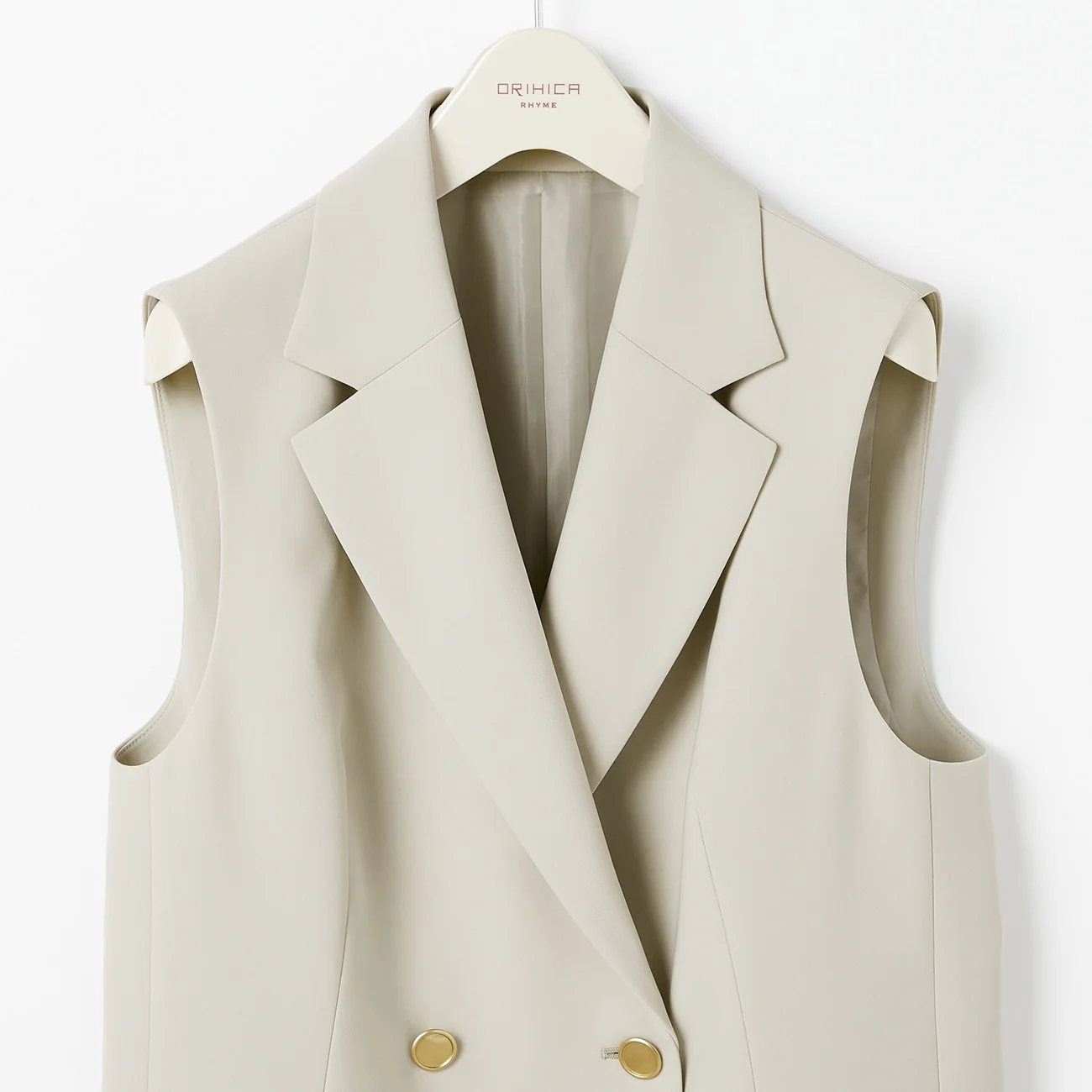 THE THIRD SUITS Double Cloth Vest - Beige - Image 3
