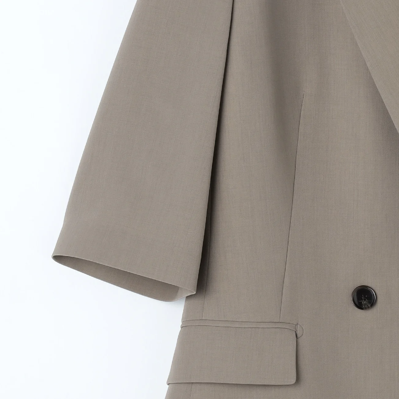 THE THIRD SUITS Washable Cool Touch Half Sleeve Double-Breasted Jacket - Beige - Image 12