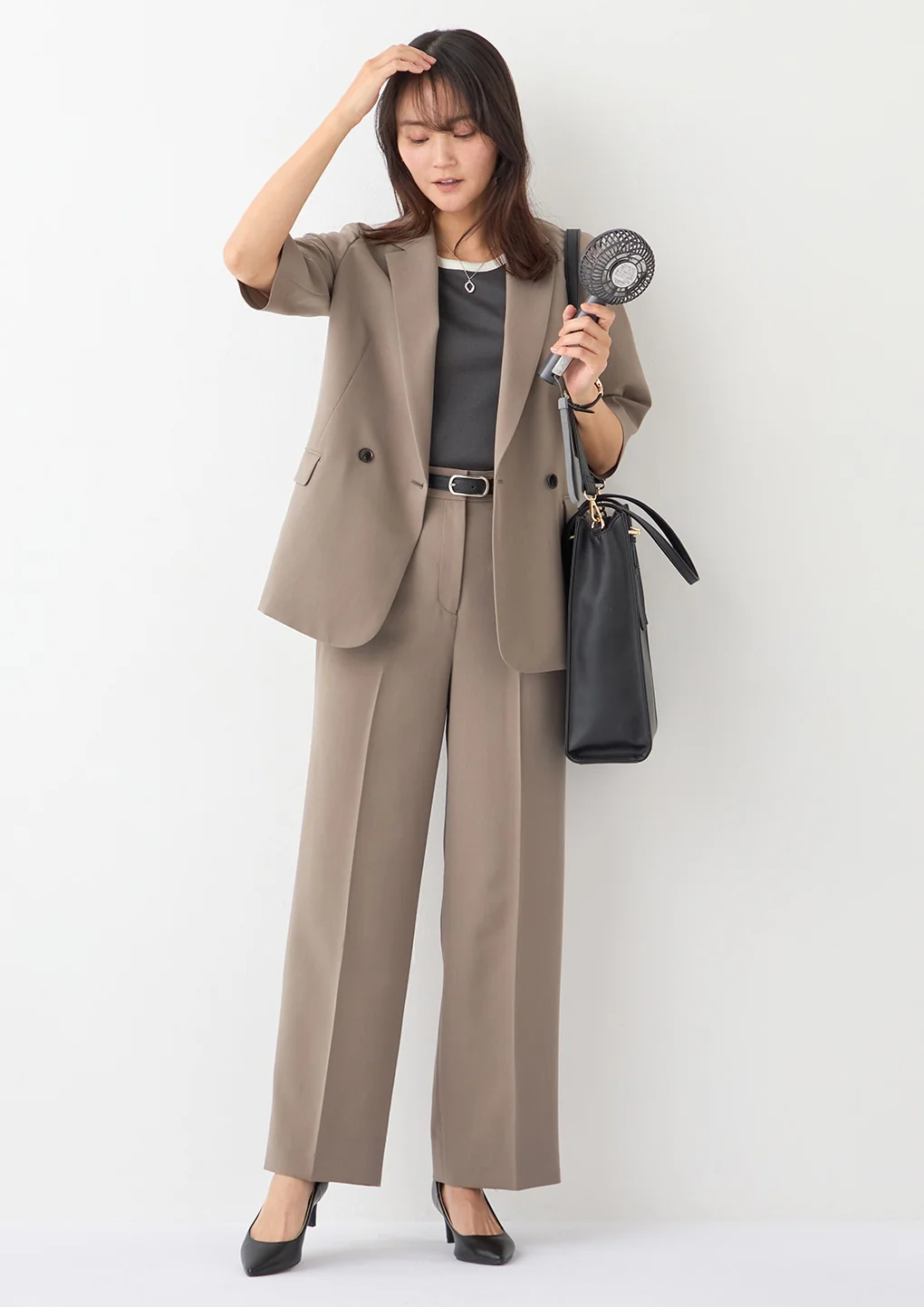 THE THIRD SUITS Washable Cool Touch Half Sleeve Double-Breasted Jacket - Beige - Image 18