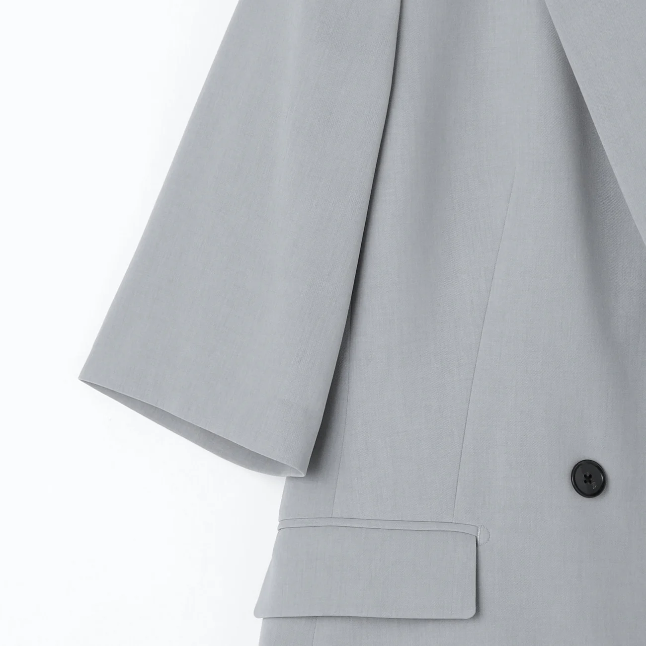 THE THIRD SUITS Washable Cool Touch Half Sleeve Double-Breasted Jacket - Light Gray - Image 7