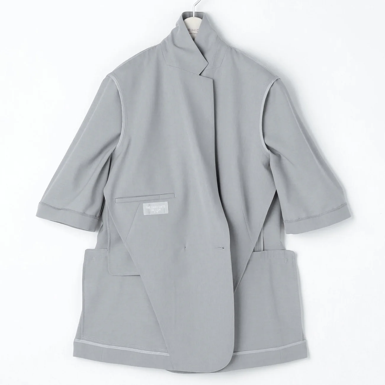 THE THIRD SUITS Washable Cool Touch Half Sleeve Double-Breasted Jacket - Light Gray - Image 9