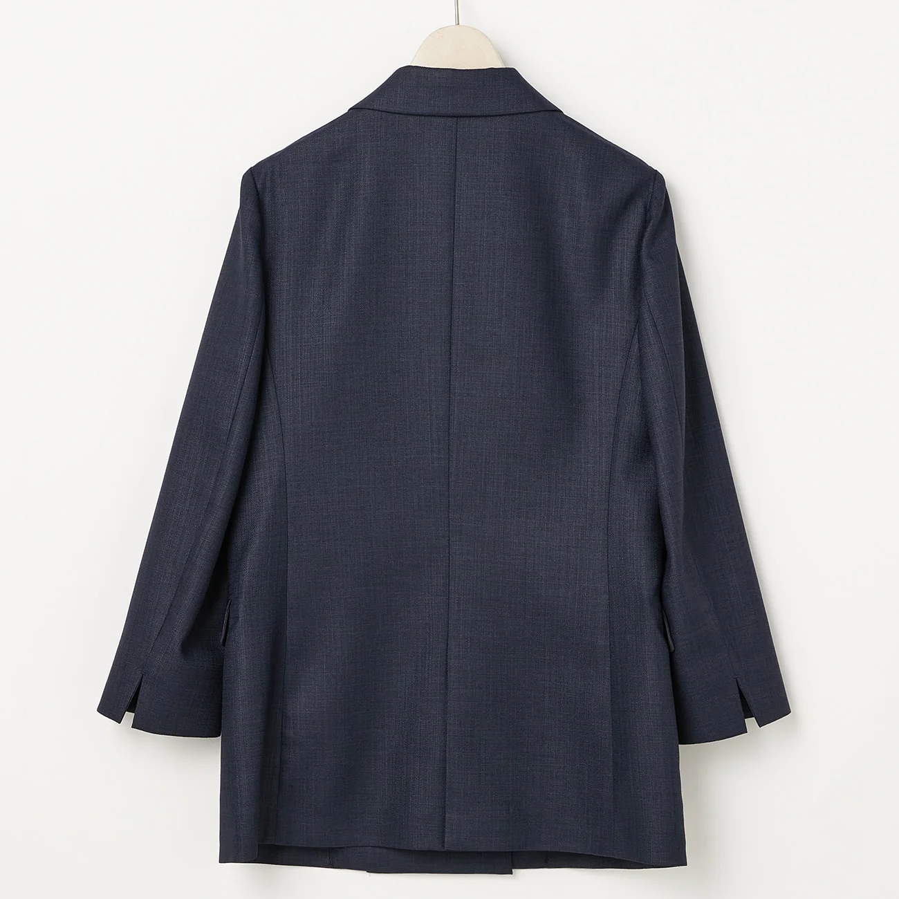 THE THIRD SUITS Linen-Like Cropped Sleeve Double-Breasted Jacket - Navy - Image 22