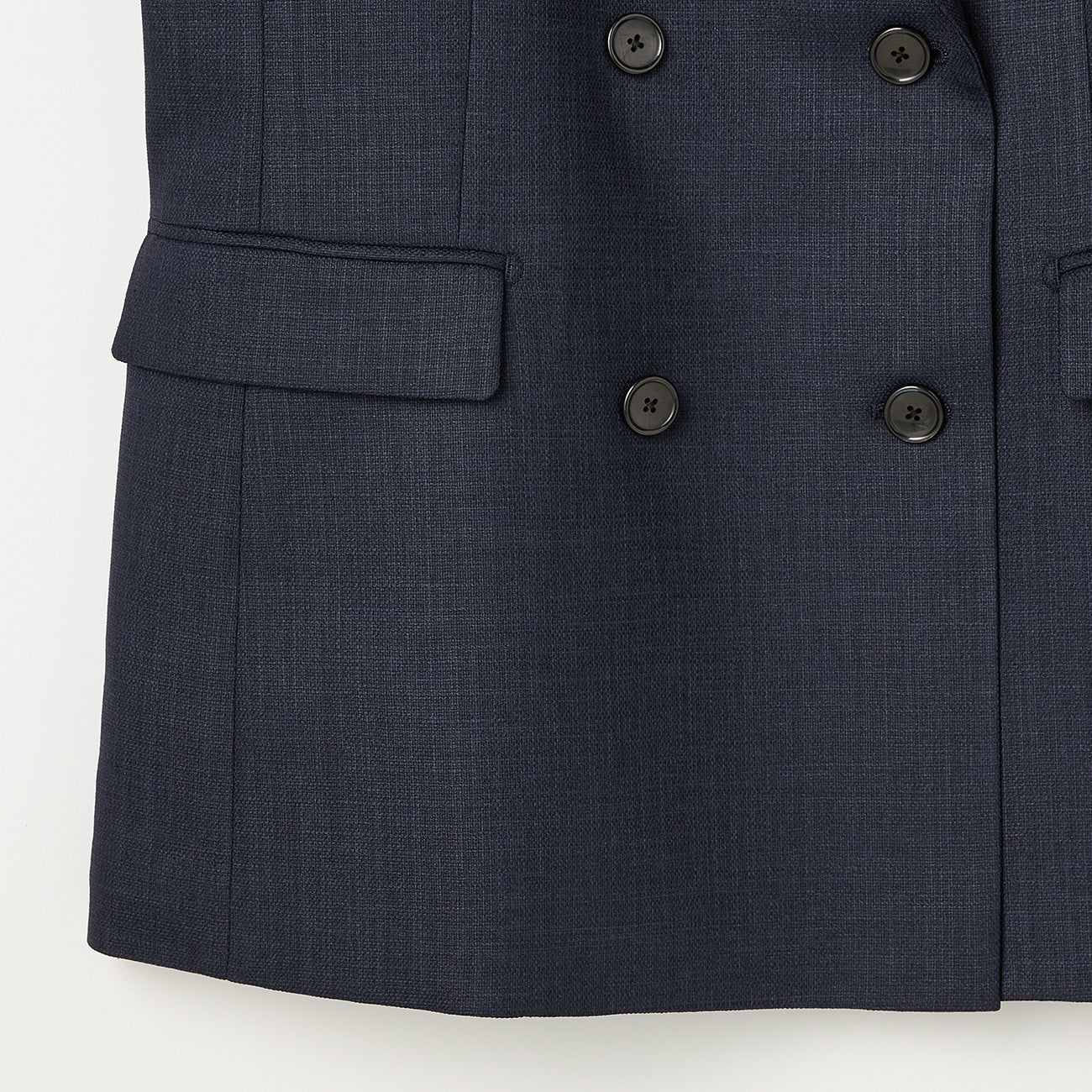 THE THIRD SUITS Linen-Like Cropped Sleeve Double-Breasted Jacket - Navy - Image 25