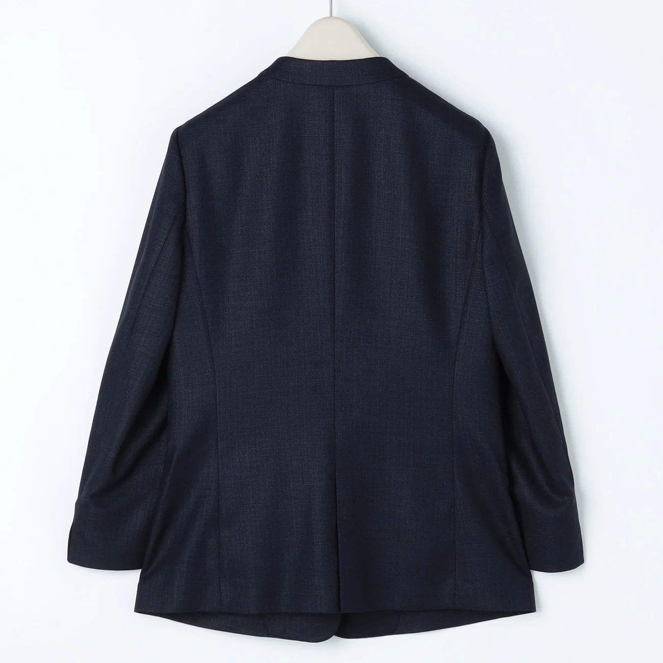 THE THIRD SUITS Linen-Like Cropped Sleeve Collarless Jacket - Navy - Image 19