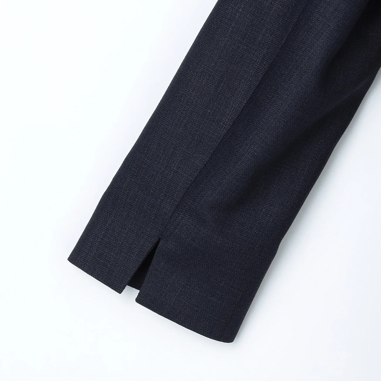 THE THIRD SUITS Linen-Like Cropped Sleeve Collarless Jacket - Navy - Image 21