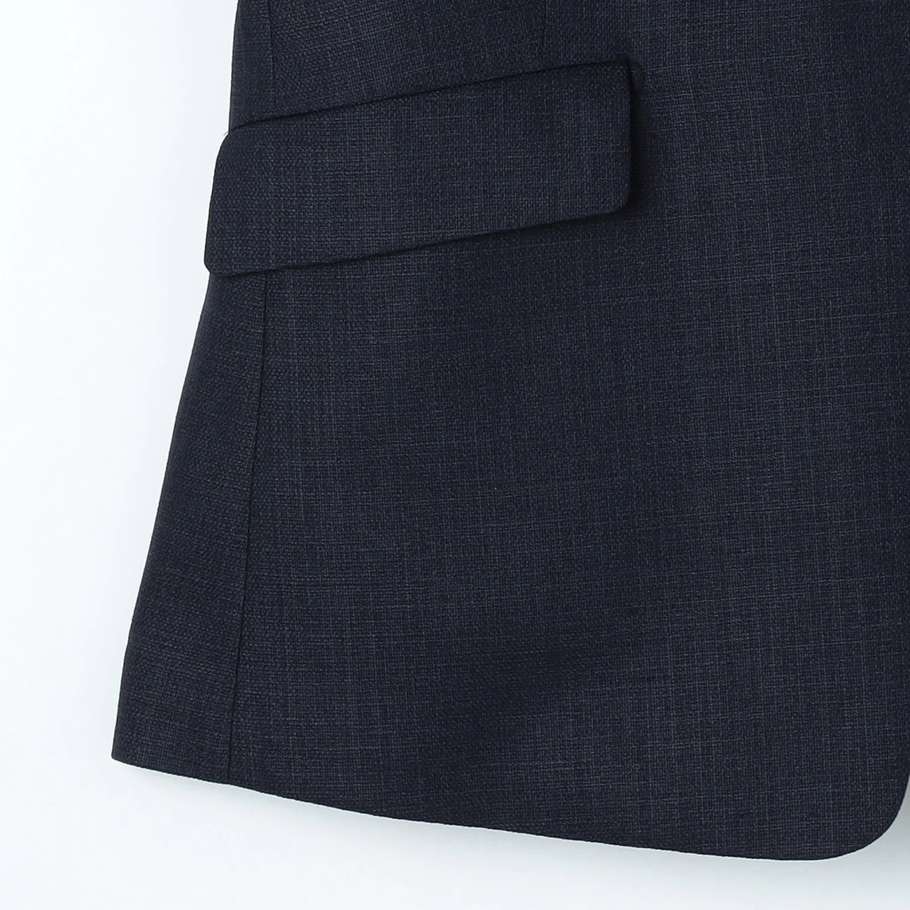 THE THIRD SUITS Linen-Like Cropped Sleeve Collarless Jacket - Navy - Image 22