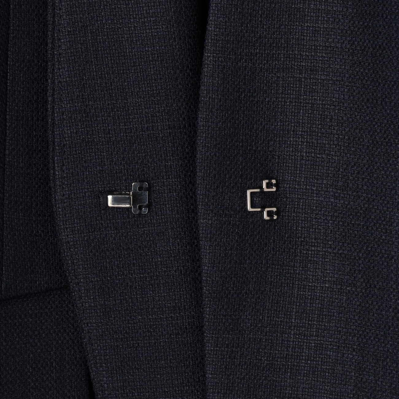 THE THIRD SUITS Linen-Like Cropped Sleeve Collarless Jacket - Navy - Image 23