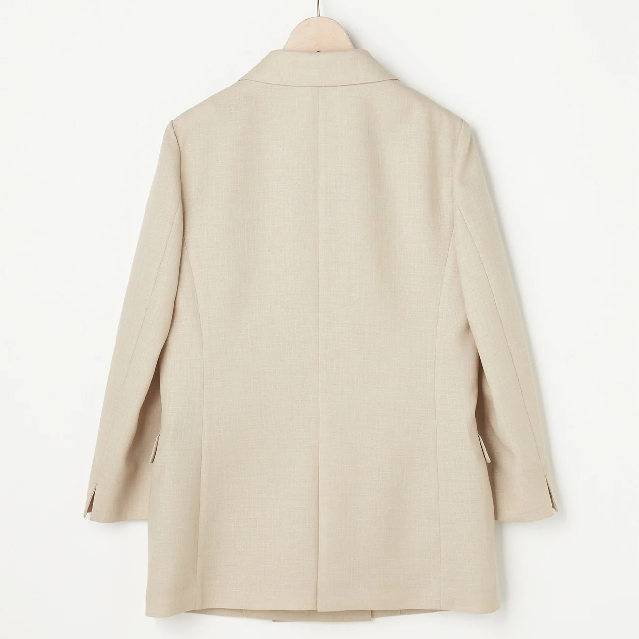 THE THIRD SUITS Linen-Like Cropped Sleeve Double-Breasted Jacket - Beige - Image 20