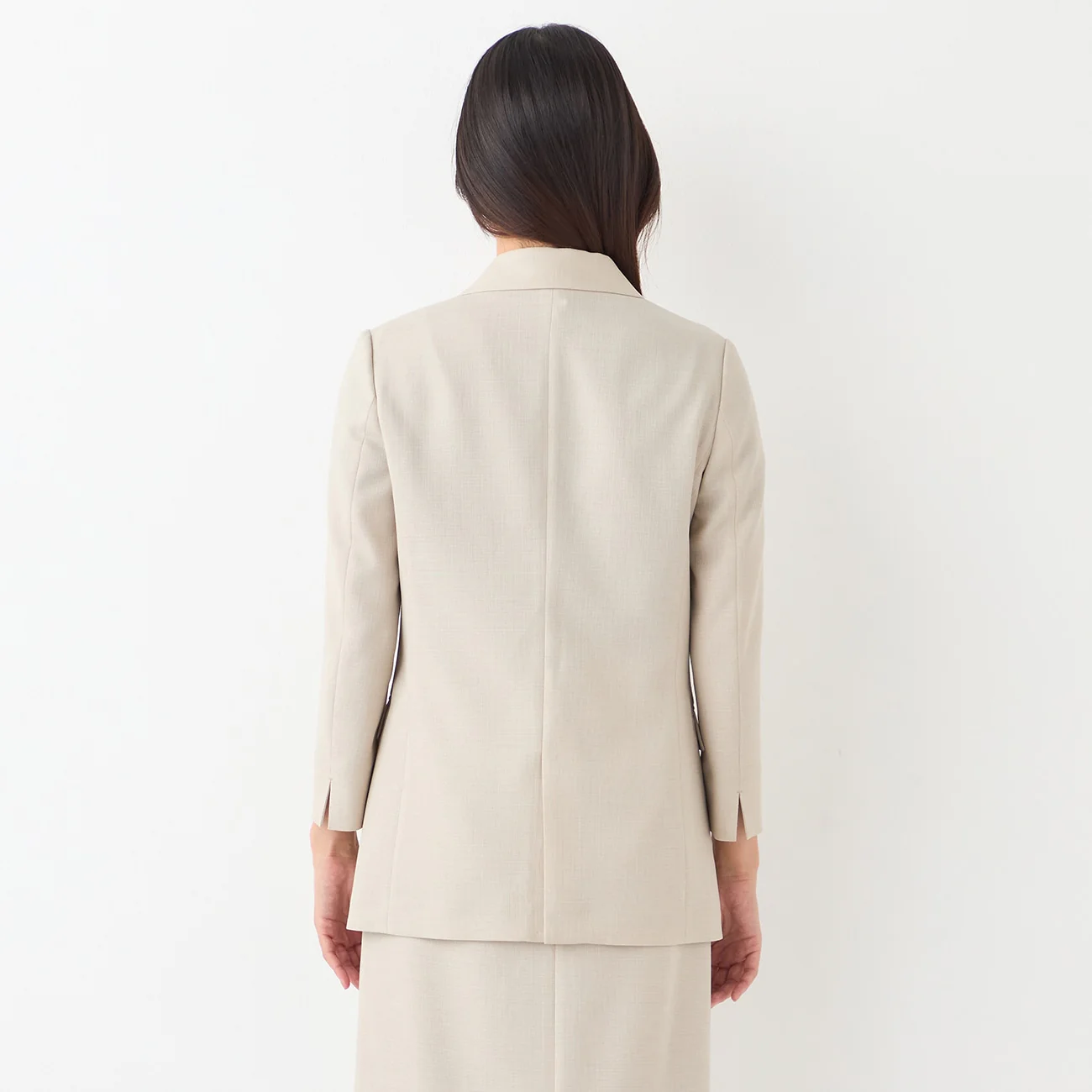 THE THIRD SUITS Linen-Like Cropped Sleeve Double-Breasted Jacket - Beige - Image 6