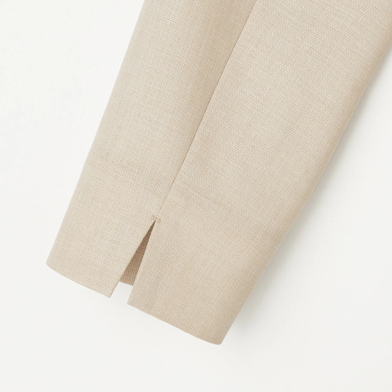 THE THIRD SUITS Linen-Like Cropped Sleeve Collarless Jacket - Beige - Image 23