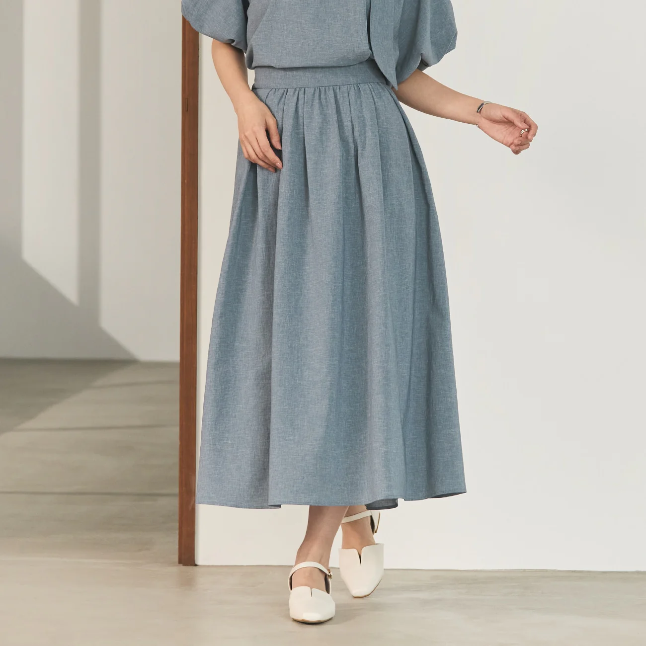 Multi-Functional Long Flared Skirt - Blue