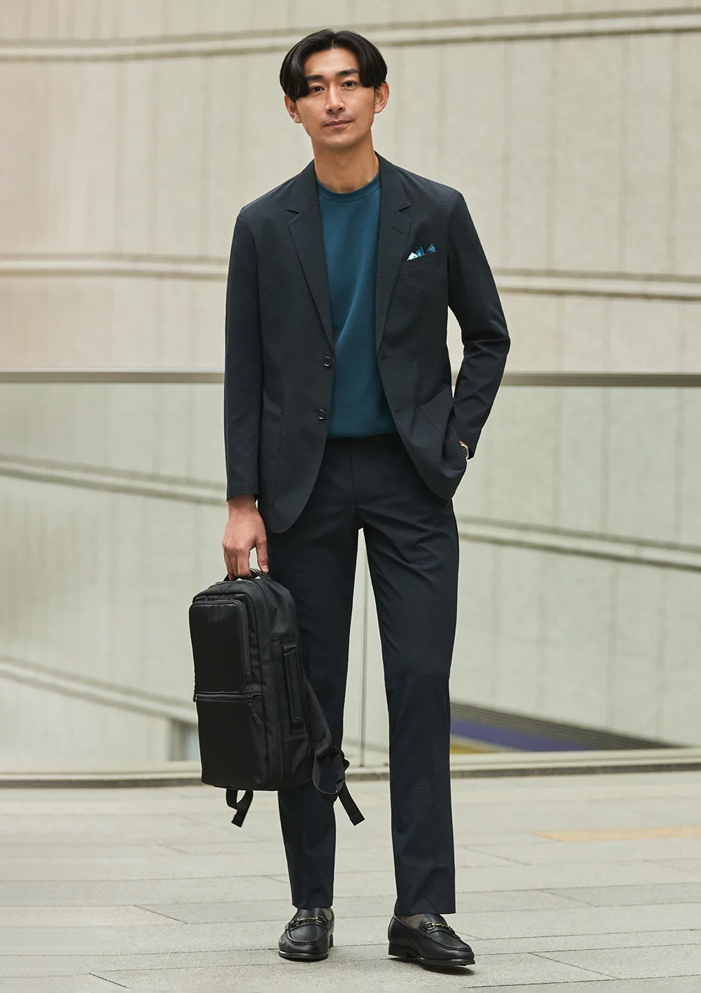 THE THIRD SUITS Japanese Fabric High-Breathability Seersucker Jacket - Navy - Image 19