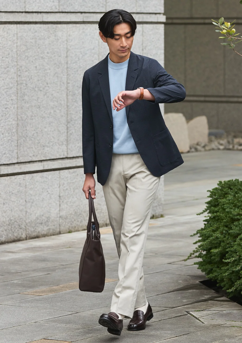 THE THIRD SUITS Japanese Fabric High-Breathability Seersucker Jacket - Navy - Image 21