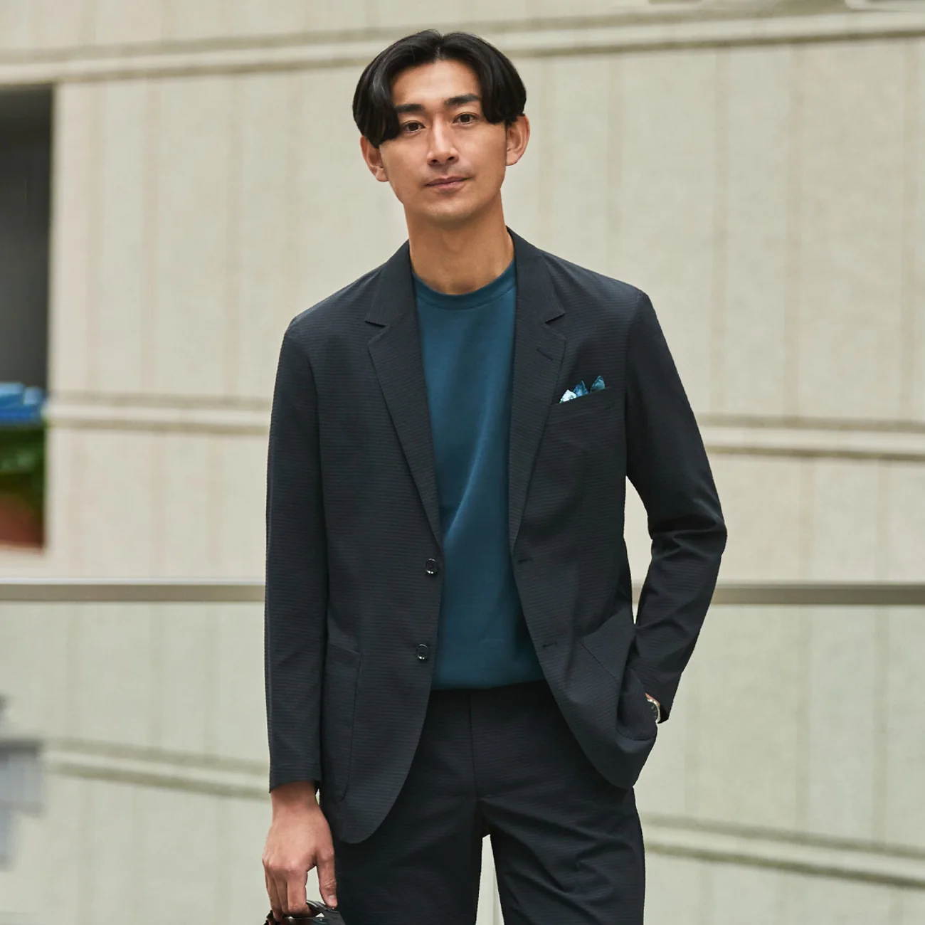 THE THIRD SUITS Japanese Fabric High-Breathability Seersucker Jacket - Navy - Image 3