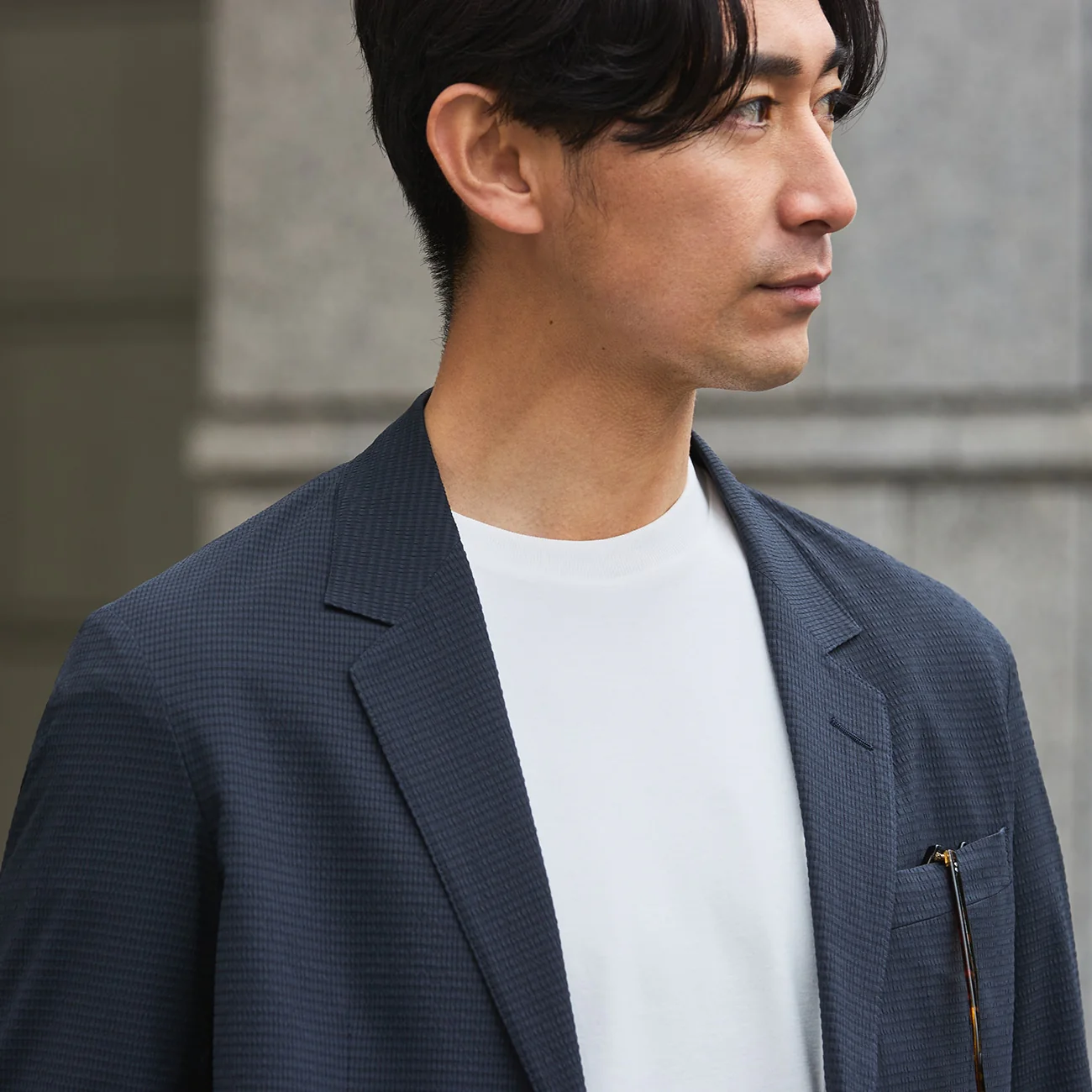 THE THIRD SUITS Japanese Fabric High-Breathability Seersucker Jacket - Navy - Image 6
