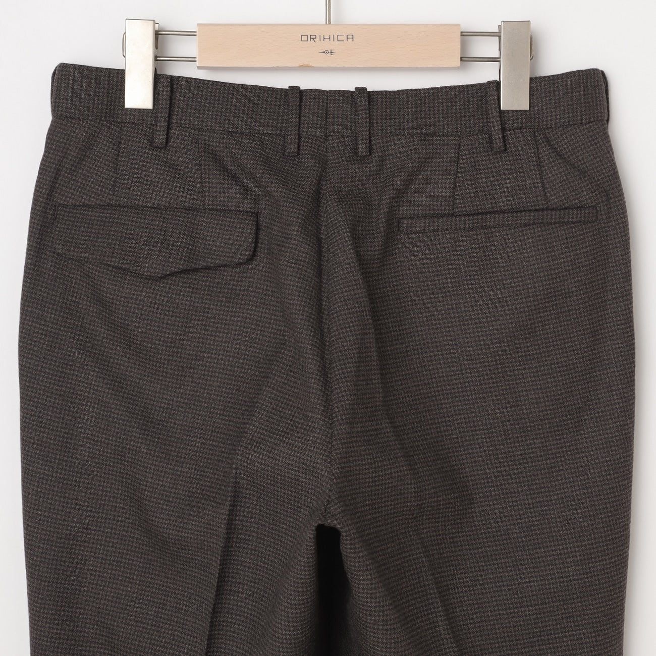 Houndstooth Milled Wool Pants - Brown - Image 3