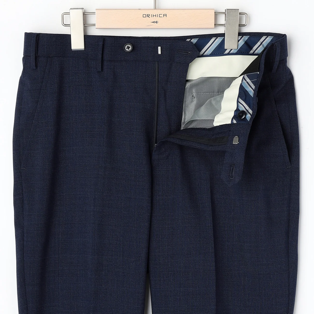 Washable Stretch Glen Plaid Suit Pants - Navy - Image 2