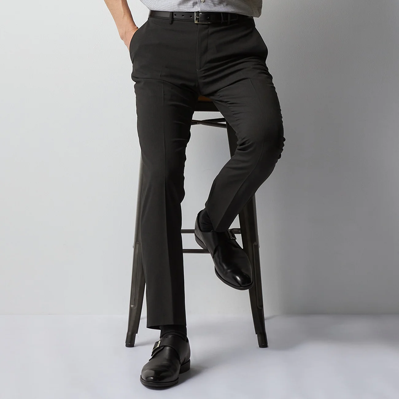 Super Cool High-breathability Houndstooth Pants - Charcoal Gray