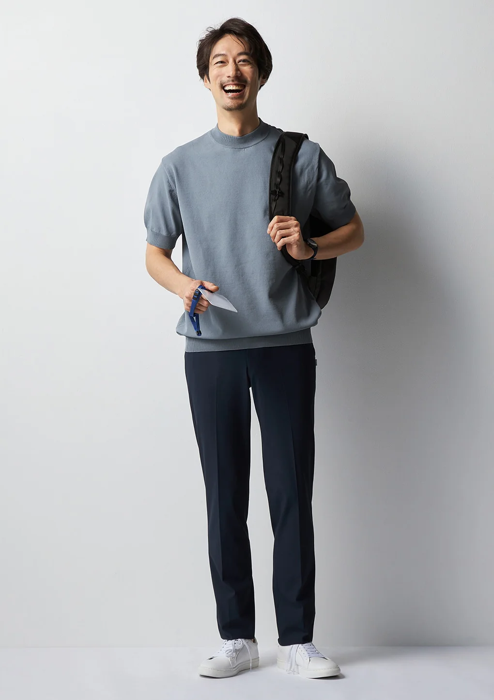 Japanese Fabric BIZSPO Washable Stretch Pants - Navy - Image 12