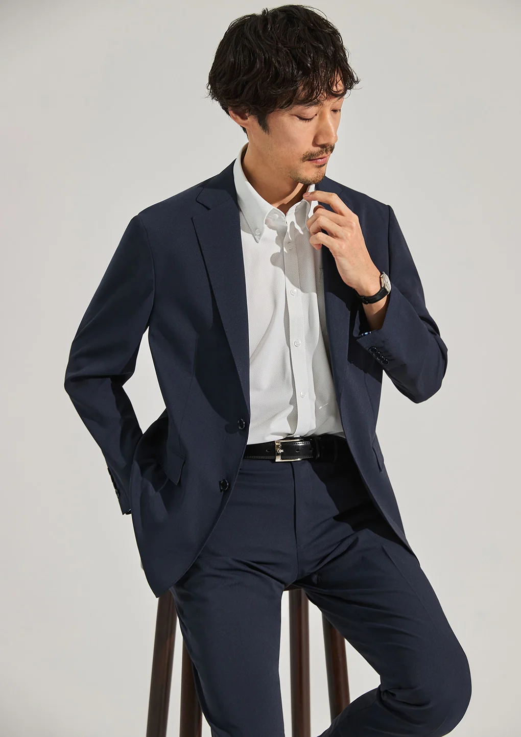 Super Cool Wrinkle-Resistant Houndstooth Suit Pants - Navy - Image 13