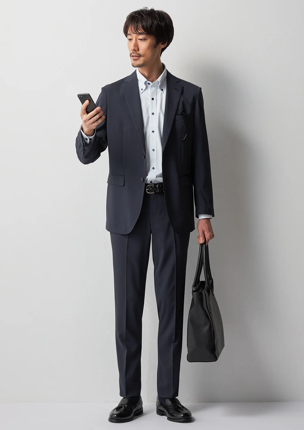 Super Cool Wrinkle-Resistant Houndstooth Suit Pants - Navy - Image 16