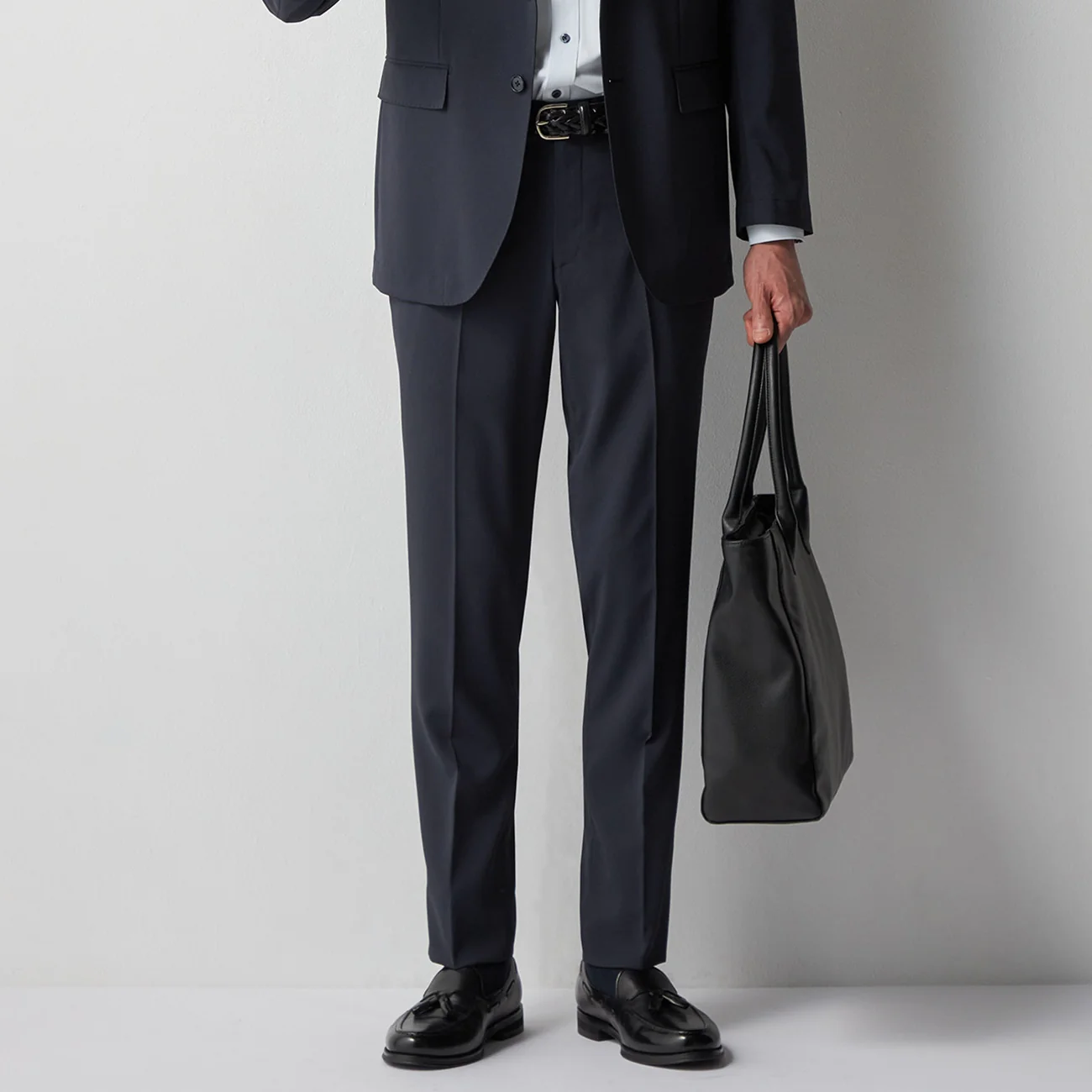 Super Cool Wrinkle-Resistant Houndstooth Suit Pants - Navy - Image 3