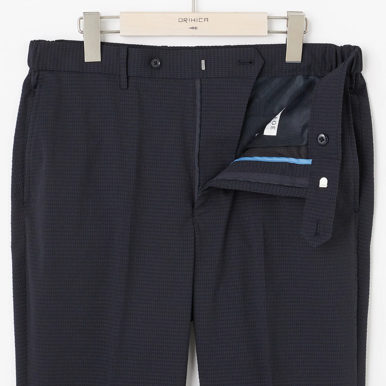 THE THIRD SUITS Japanese Fabric High-Breathability Seersucker Pants - Navy - Image 9