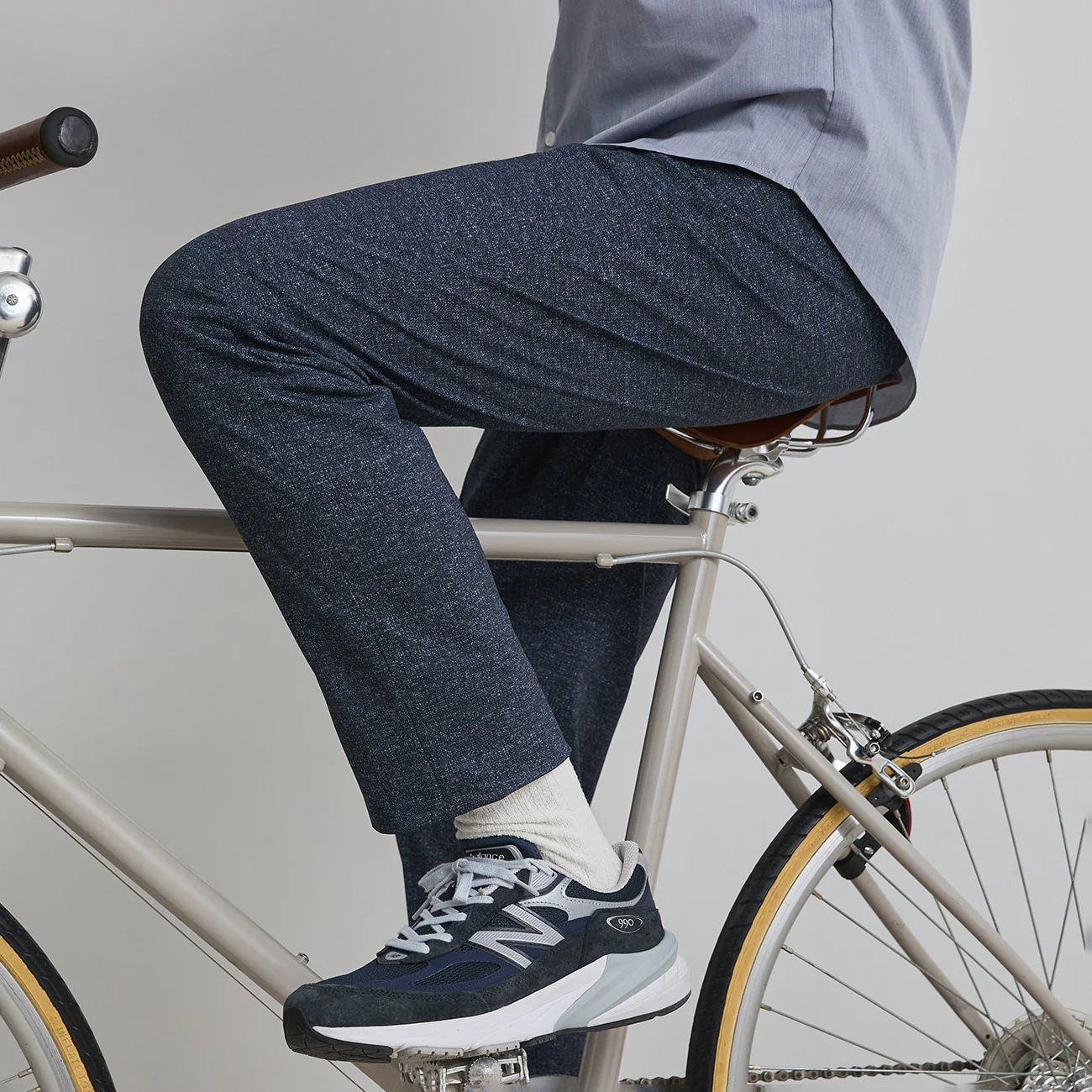 THE THIRD SUITS Japanese Fabric High-Breathability Denim-Like Pants - Navy - Image 3