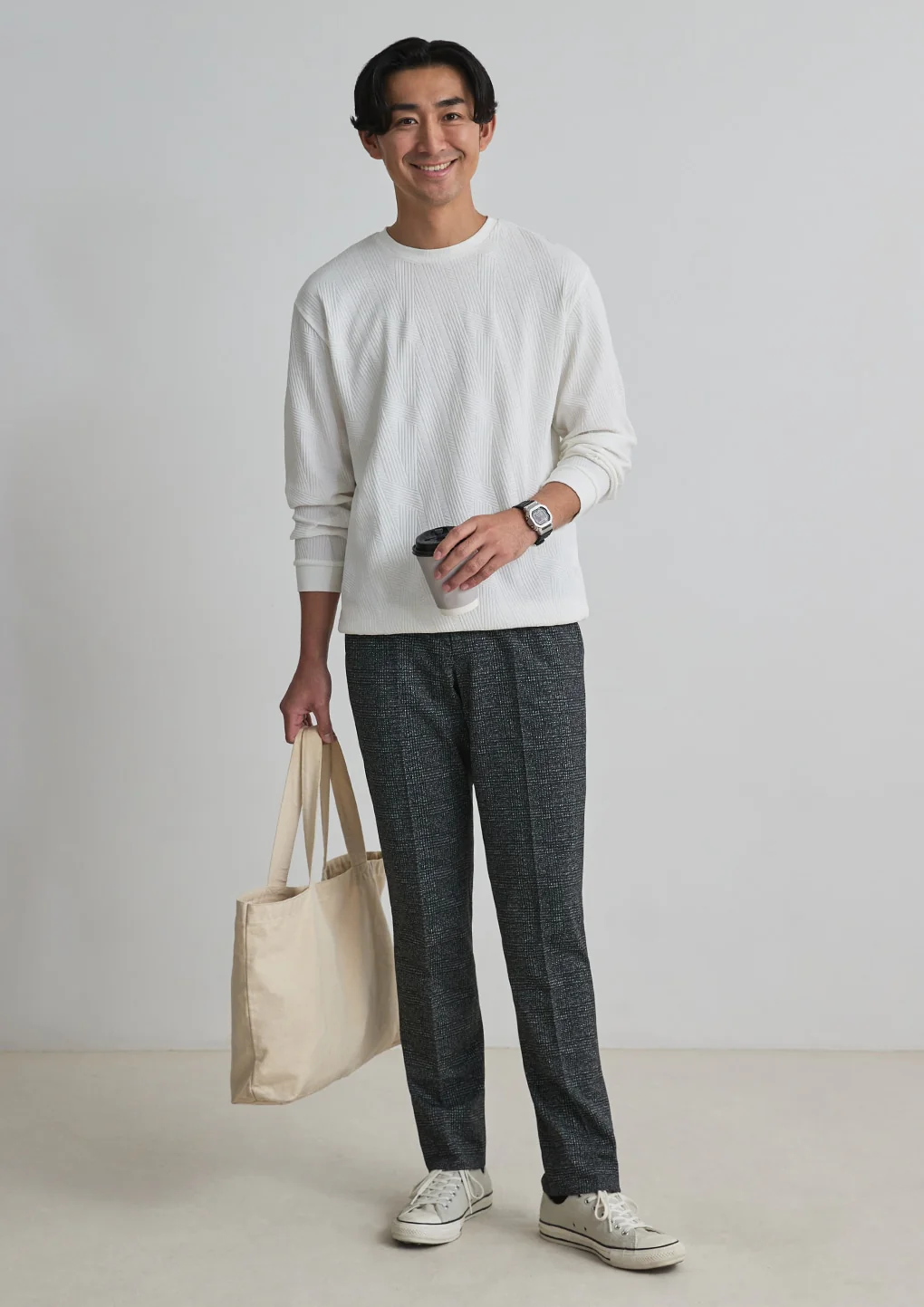 THE THIRD SUITS Japanese Fabric High-Breathability Glen-Plaid Pants - Charcoal Gray - Image 14