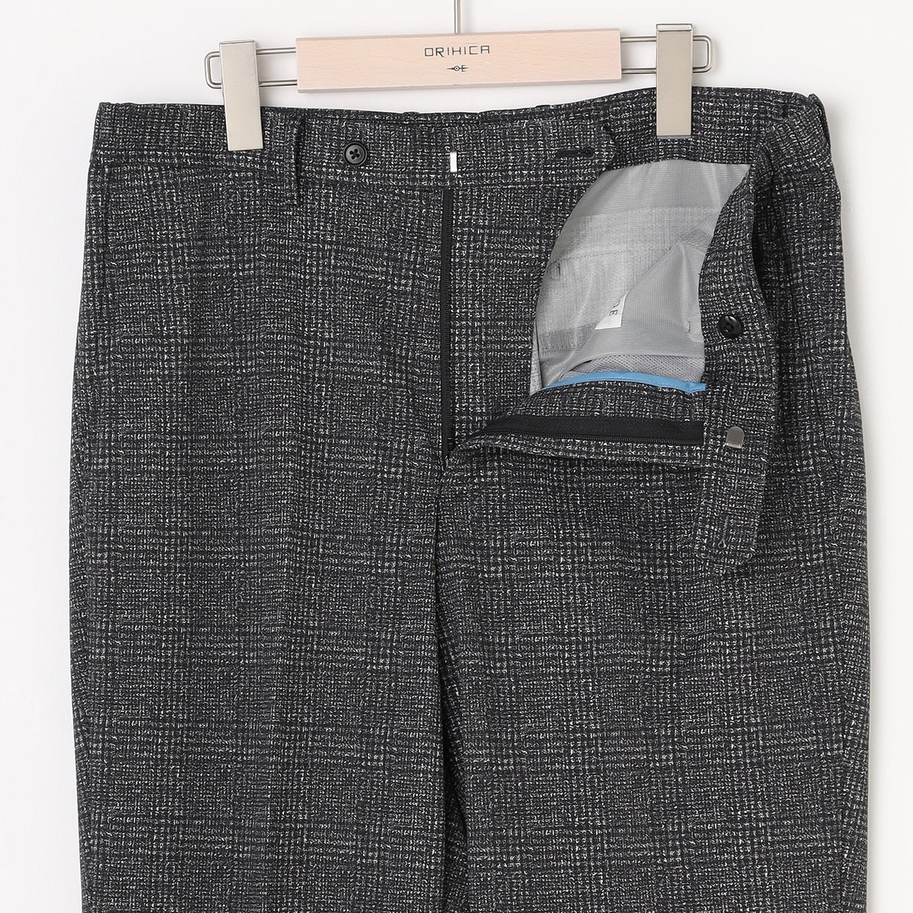 THE THIRD SUITS Japanese Fabric High-Breathability Glen-Plaid Pants - Charcoal Gray - Image 5