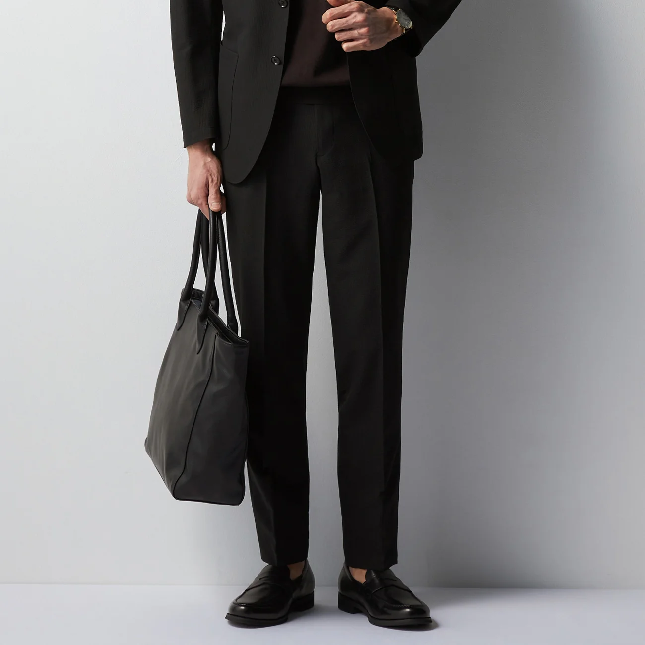 THE THIRD SUITS Japanese Fabric High-Breathability Seersucker Pants - Black