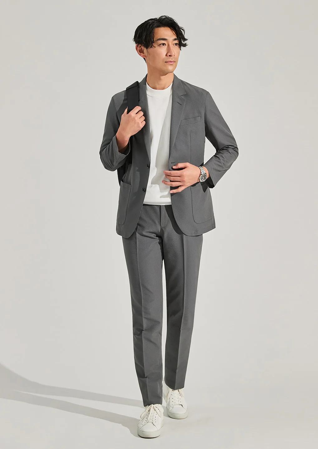 THE THIRD SUITS Japanese Fabric High-Breathability Seersucker Pants - Medium Gray - Image 12