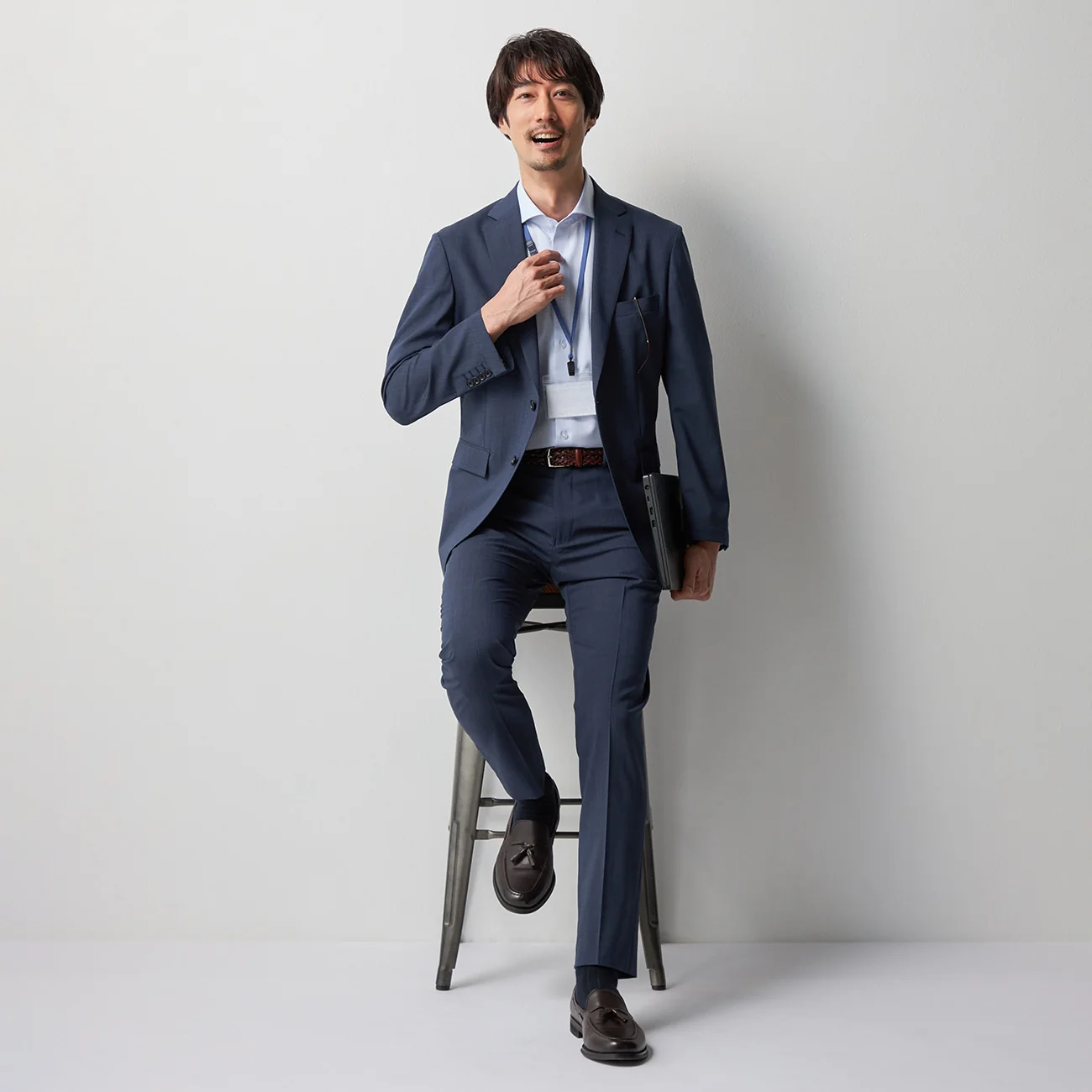 Super Cool High-breathability Glen-Plaid Suit Pants - Navy - Image 3