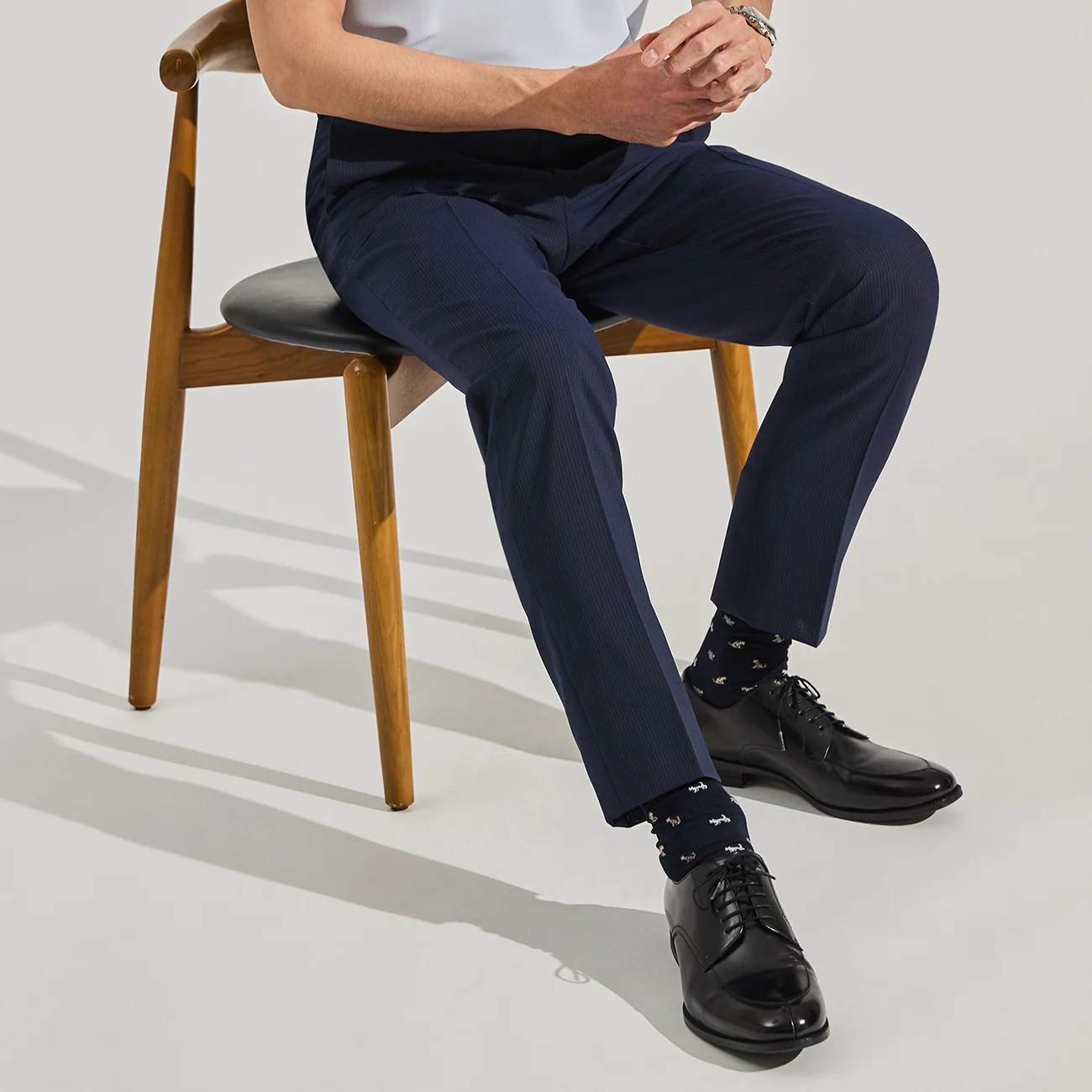 Super Cool High-breathability Striped Pants - Navy - Image 2