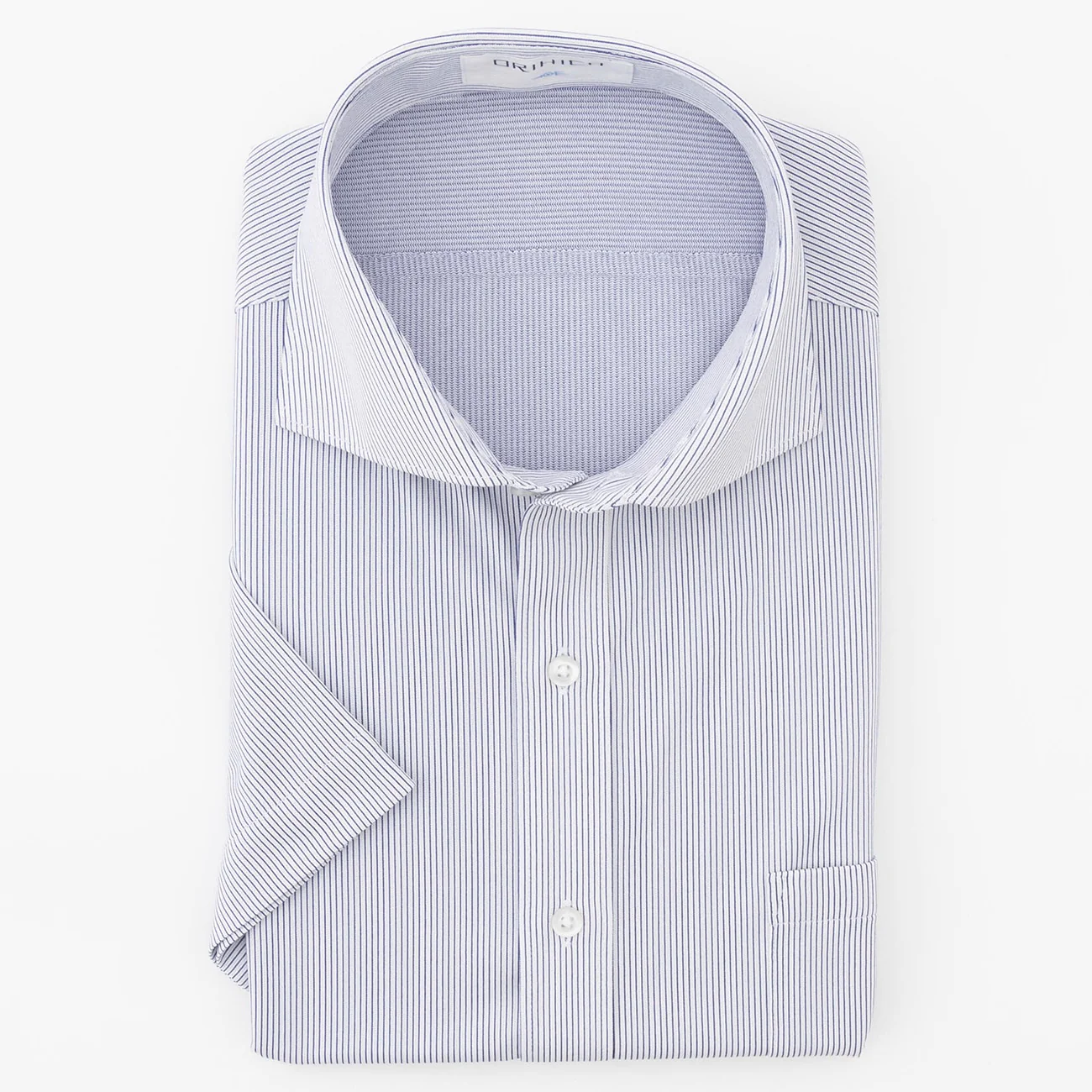 Super Non-Iron DRYDRY Striped Short Sleeve Cutaway Shirt - Navy - Image 2