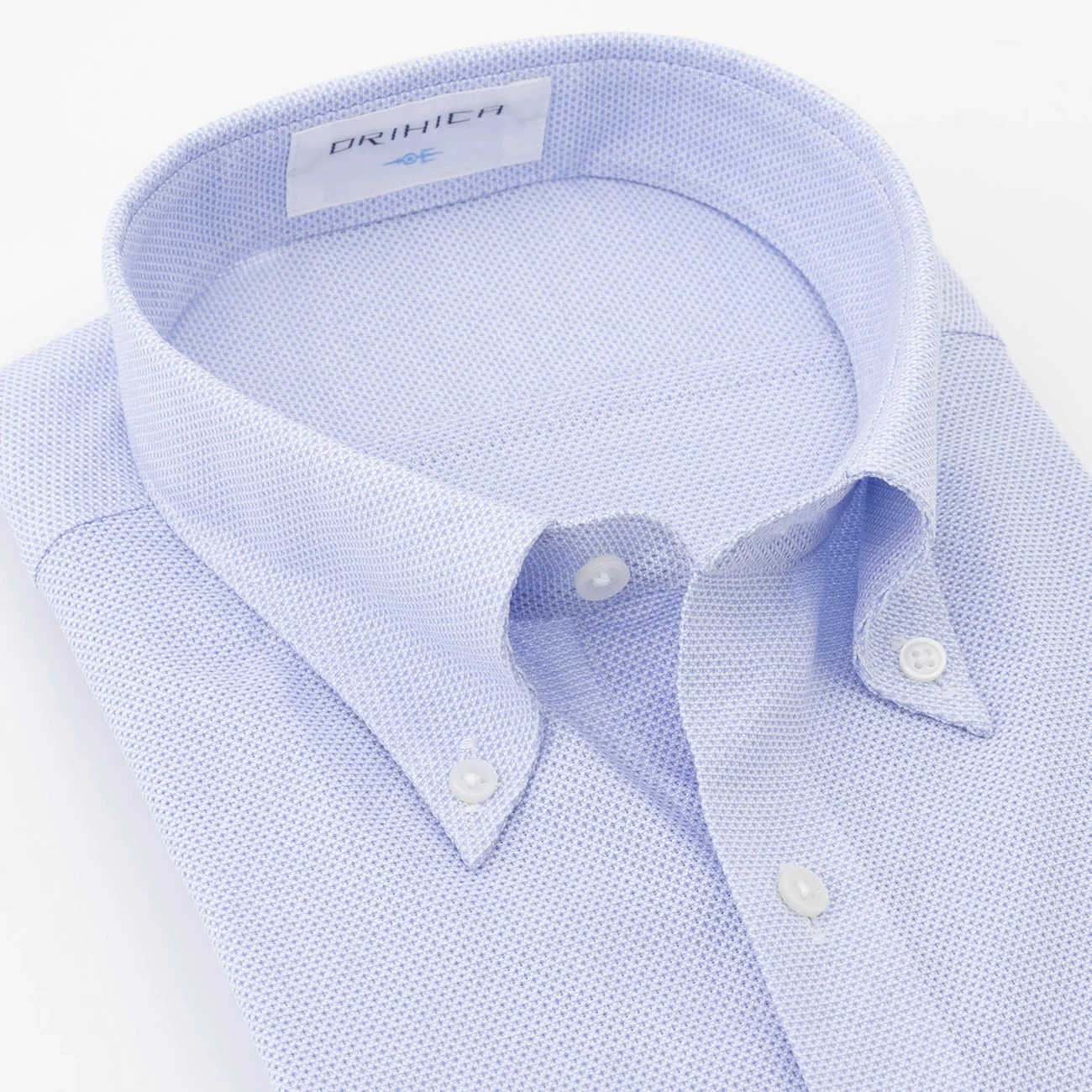 Super Cool Non-Iron Leno Weave Short Sleeve Button-Down Shirt - Blue - Image 3