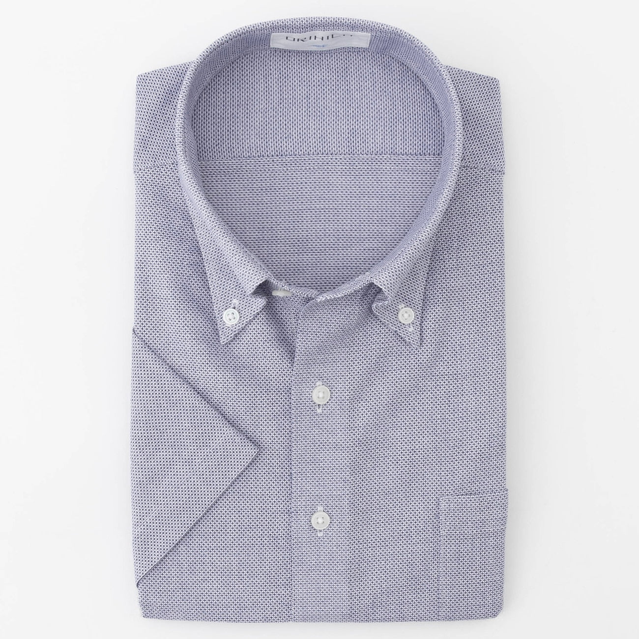 Super Cool Non-Iron Leno Weave Short Sleeve Button-Down Shirt - Navy - Image 2