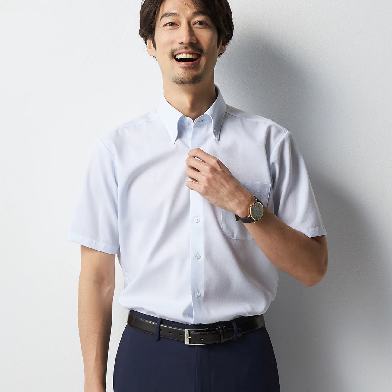 Super Cool Non-Iron Short Sleeve Button-Down Shirt - Blue