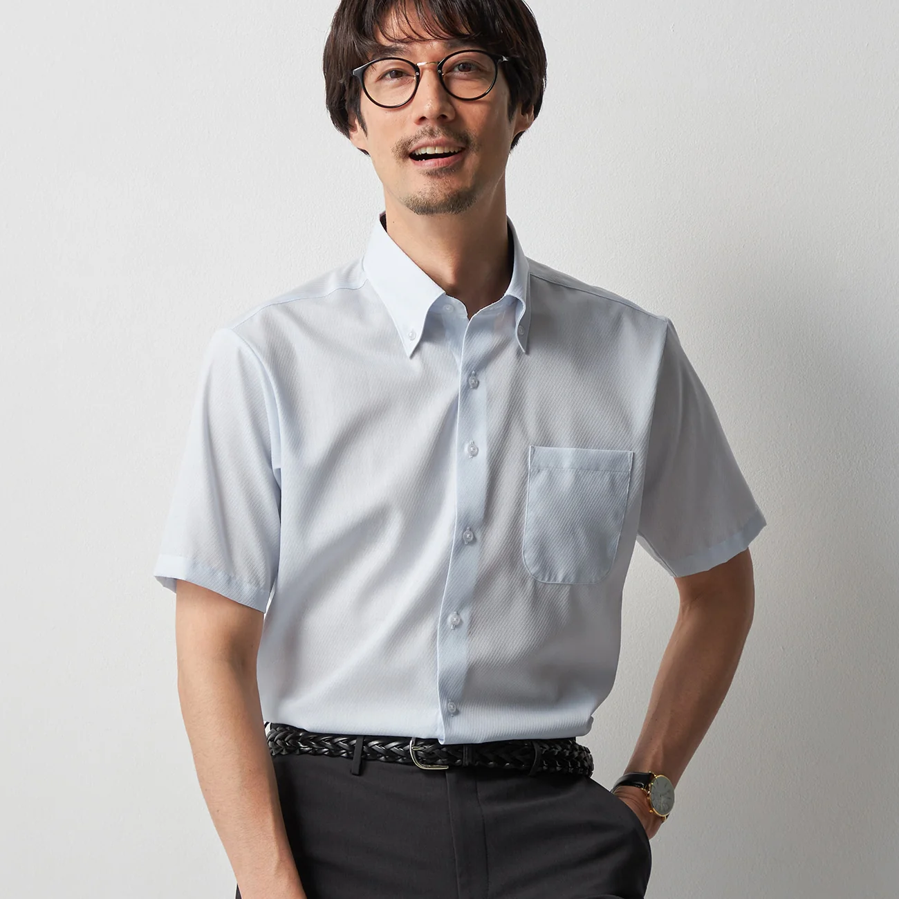 Super Cool Non-Iron Short Sleeve Button-Down Shirt - Blue